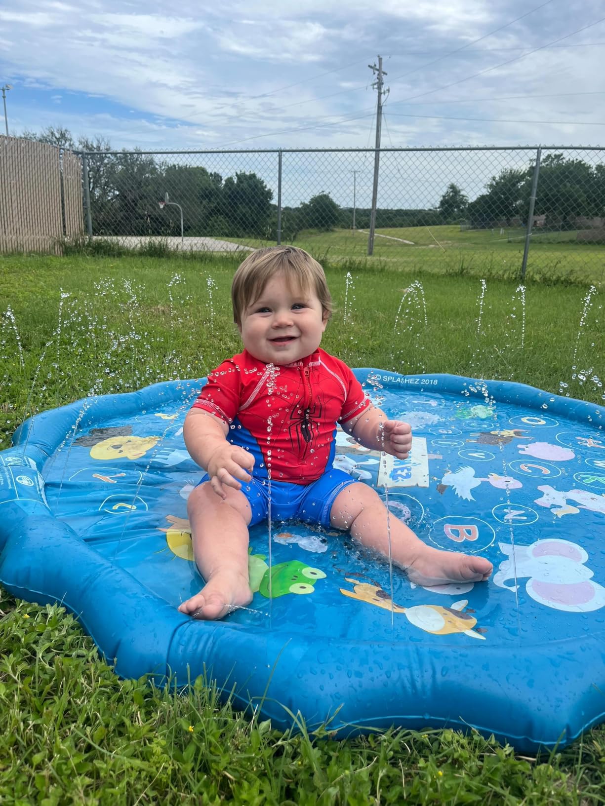 SplashEZ Non Slip Splash Pad for Kids & Dogs, 69'' Extra Large Splash Pad Sprinkler for Kids, Dog Water Summer Toys - Great Outdoor Toys for Toddlers 1-3 & Children Ages 4-8, Baby Pool for Backyard customer photo 1