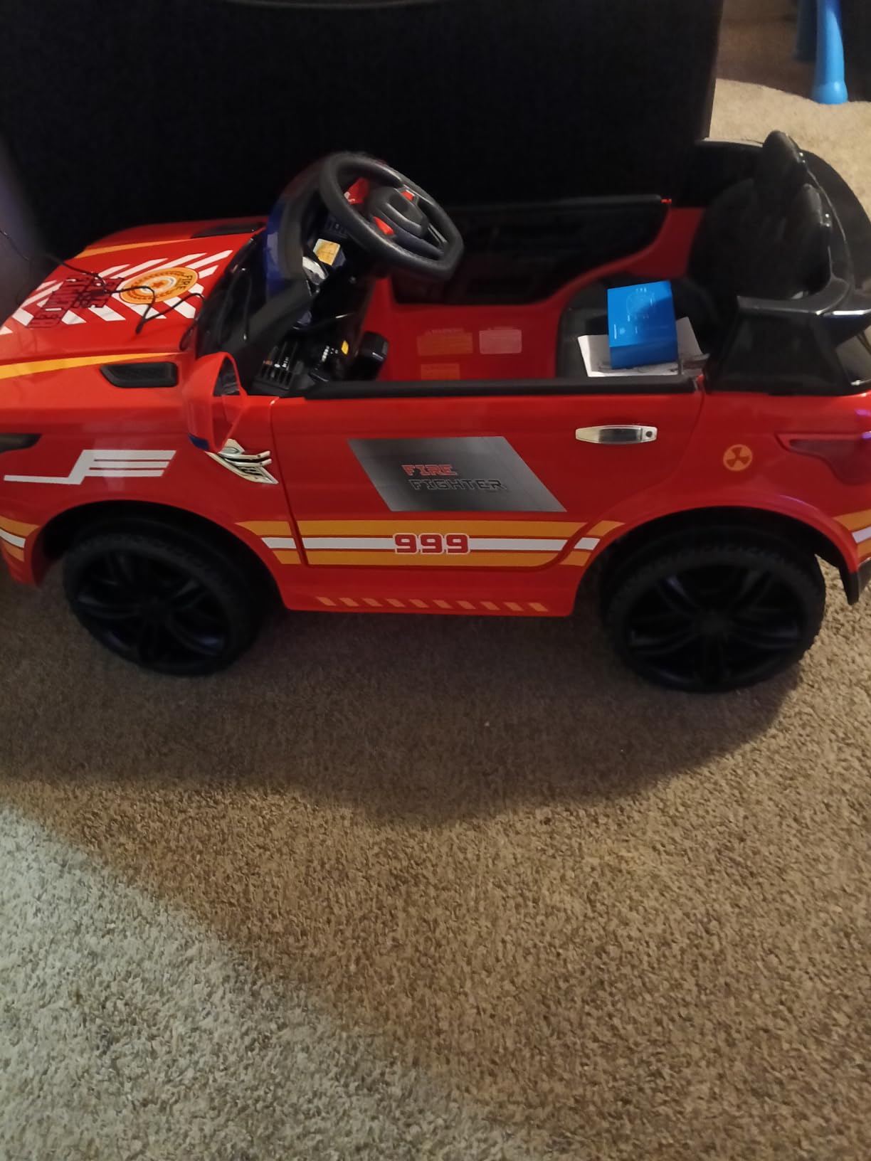 TOBBI Police Car Ride on Electric Car for Kids 1-8 to Drive Battery Powered 12V Ride-on Toys Cop Cars with Remote Control, Siren, Flashing Lights, Music, Spring Suspension, Carbon Black customer photo 2