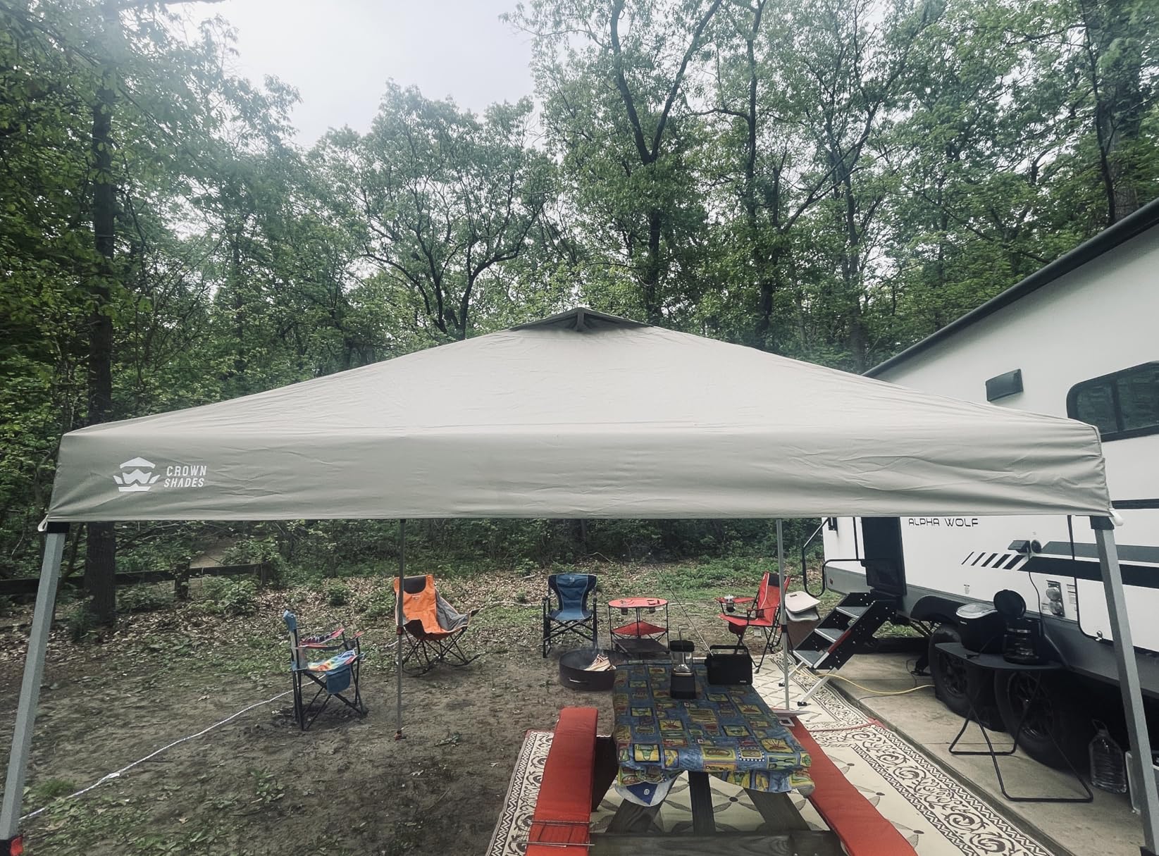 CROWN SHADES 10x10 Pop Up Canopy - Beach Tent with CenterLok One Push Setup - Easy Outdoor Sun Shade for Events, Parties, Camping - Gazebo with STO-N-Go Cover Bag, Silver Coated Top, Forest Green customer photo 1