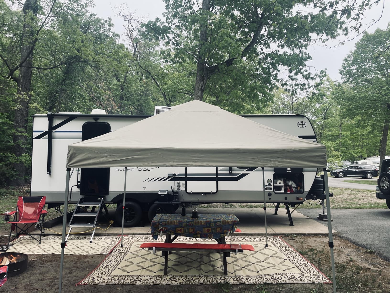CROWN SHADES 10x10 Pop Up Canopy - Beach Tent with CenterLok One Push Setup - Easy Outdoor Sun Shade for Events, Parties, Camping - Gazebo with STO-N-Go Cover Bag, Silver Coated Top, Forest Green customer photo 2