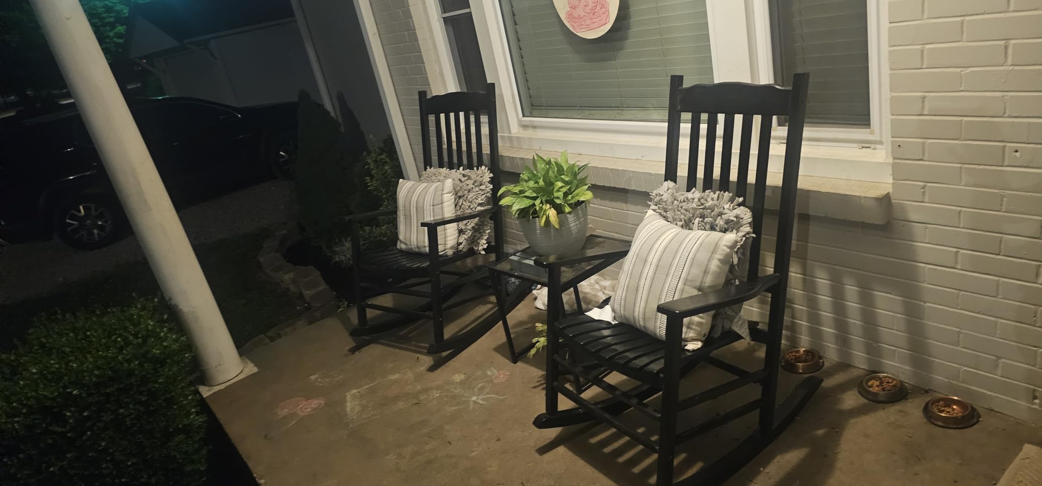 Outvita Outdoor Rocking Chair, Solid Wood High Back Rocker, All Weather Lounge Chair for Porch Patio Fire Pit Garden Backyard Deck Indoor, Wave Shape, White customer photo 1