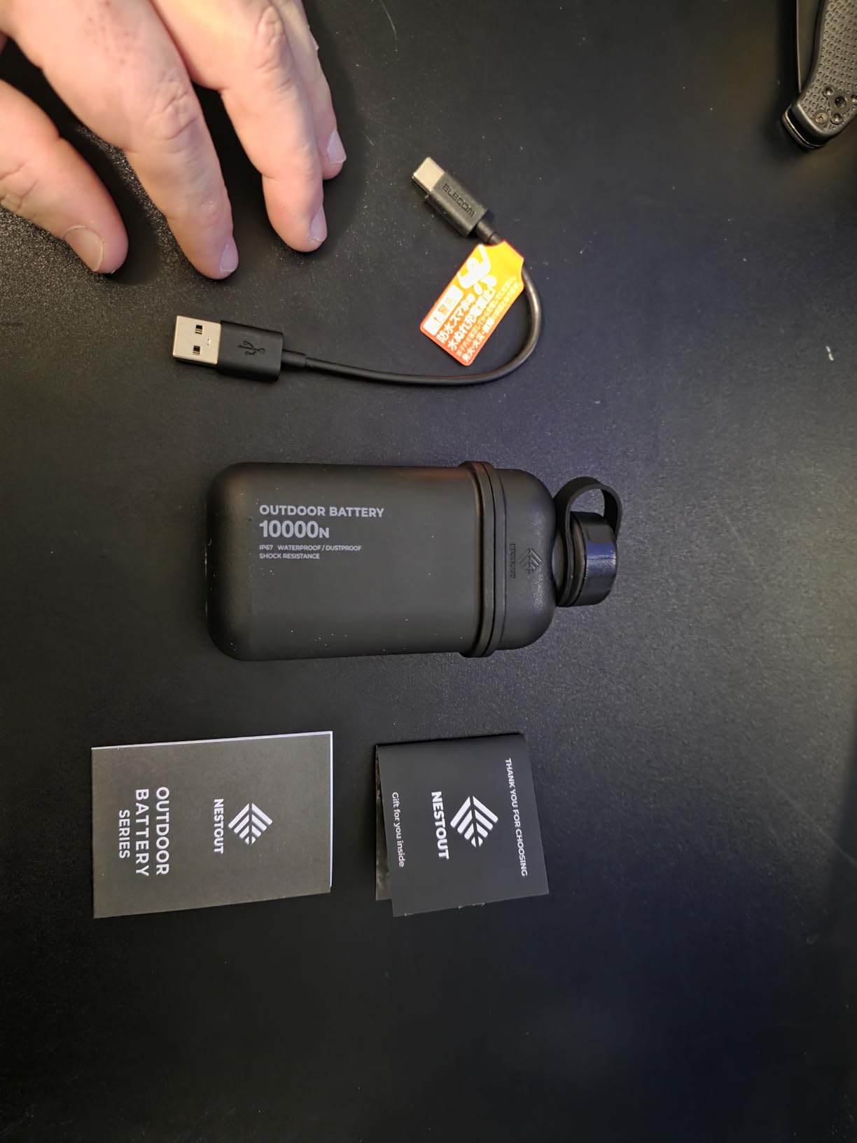 ELECOM NESTOUT 10000mAh Rugged Power Bank, Outdoor Battery Pack, 20W USB C Fast Charging PD, Waterproof IP67, Shockproof Military Grade, Tactical EDC Gear, Camping, Hiking, Hunting, Survival (Black) customer photo 2
