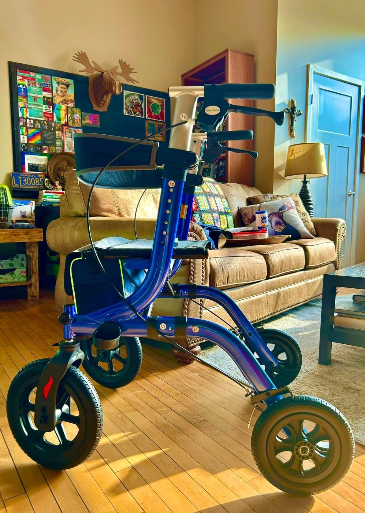 ELENKER All-Terrain Rollator Walker with Non-Pneumatic Tire 12