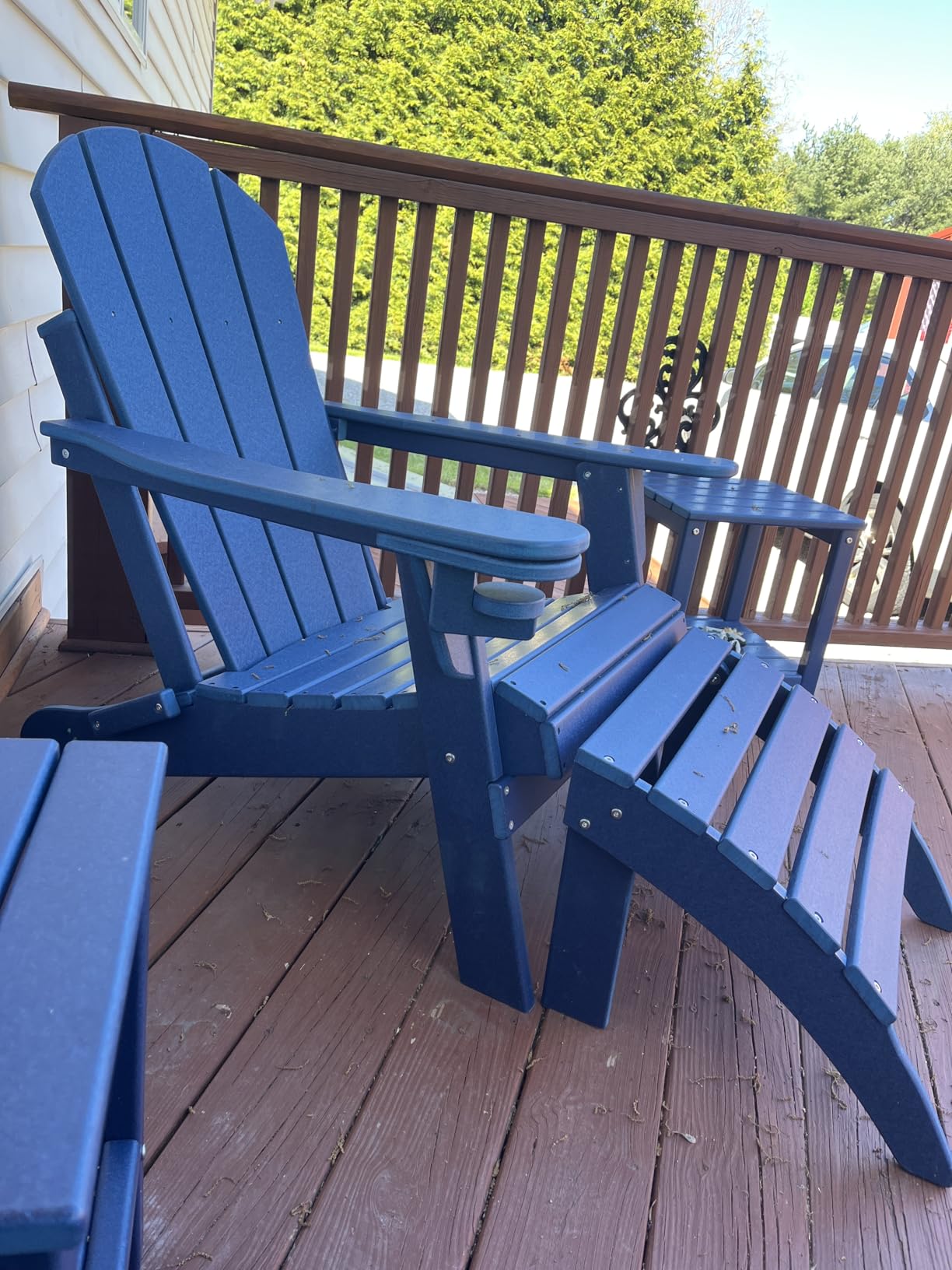 Folding-Adirondack-Chairs-Set-of-2 | HDPE Plastic | Fire Pit Chair | All Weather | Cup Holder | Blue | for Deck Backyard Patio Outdoor Garden customer photo 2