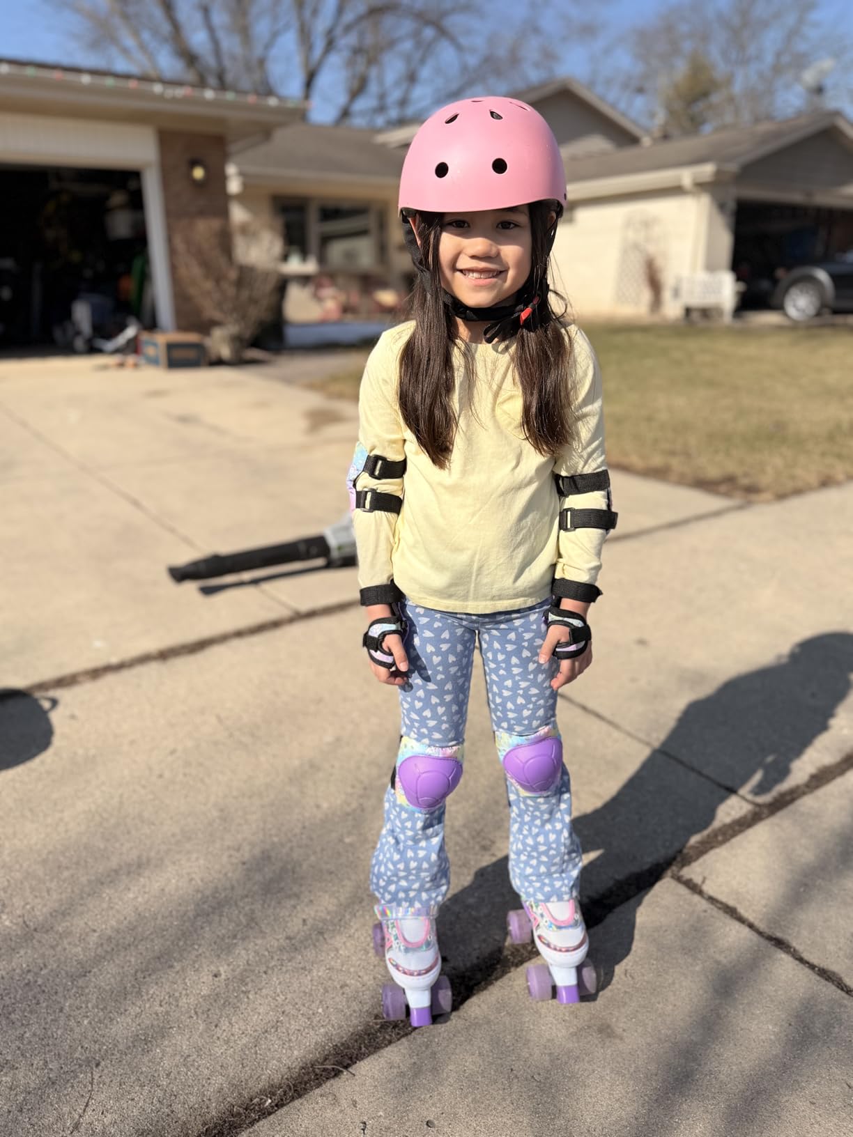 FIODAY Knee Pads for Kids Protective Gear Set Adjustable Kids Knee Pads and Elbow Pads with Wrist Guard for Girls Roller Skates Cycling Bike Skateboard Scooter Knee Pads, 3-8 Years, Rainbow Unicorn customer photo 1