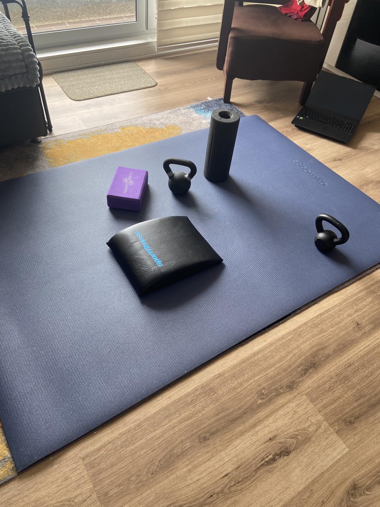 GymCope Large Exercise Mat for Home Workout, 7'x5' (7mm) Extra Thick Workout Mat, High-Density Gym Mat for Cardio, Jump Rope, MMA, Weights (Shoe-Friendly) customer photo 2
