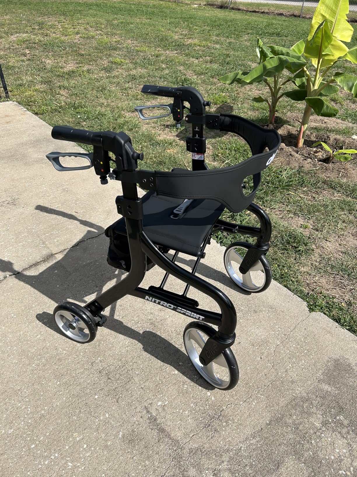 Drive Medical Nitro Sprint Foldable Rollator Walker with Seat - Lightweight Support - Large Wheels - Compact Folding Design - Adjustable Comfort - Standard Size - Red customer photo 2