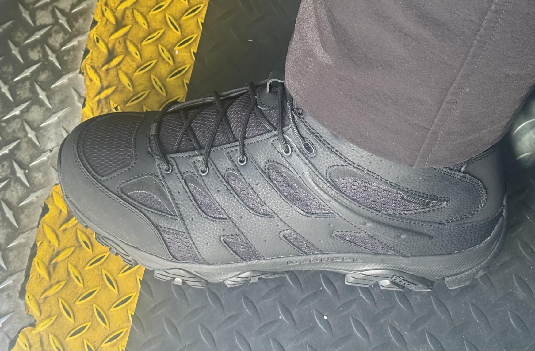 Merrell Men's Moab 3 Tactical Mid Waterproof Boots, Coated Leather & Mesh Upper Combat Hiking Work Shoes customer photo 1