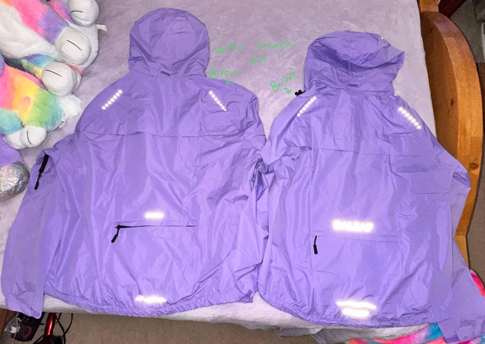 Women's Rain Jackets Waterproof Windbreaker Packable Running Lightweight Cycling Jacket Reflective Hooded customer photo 2