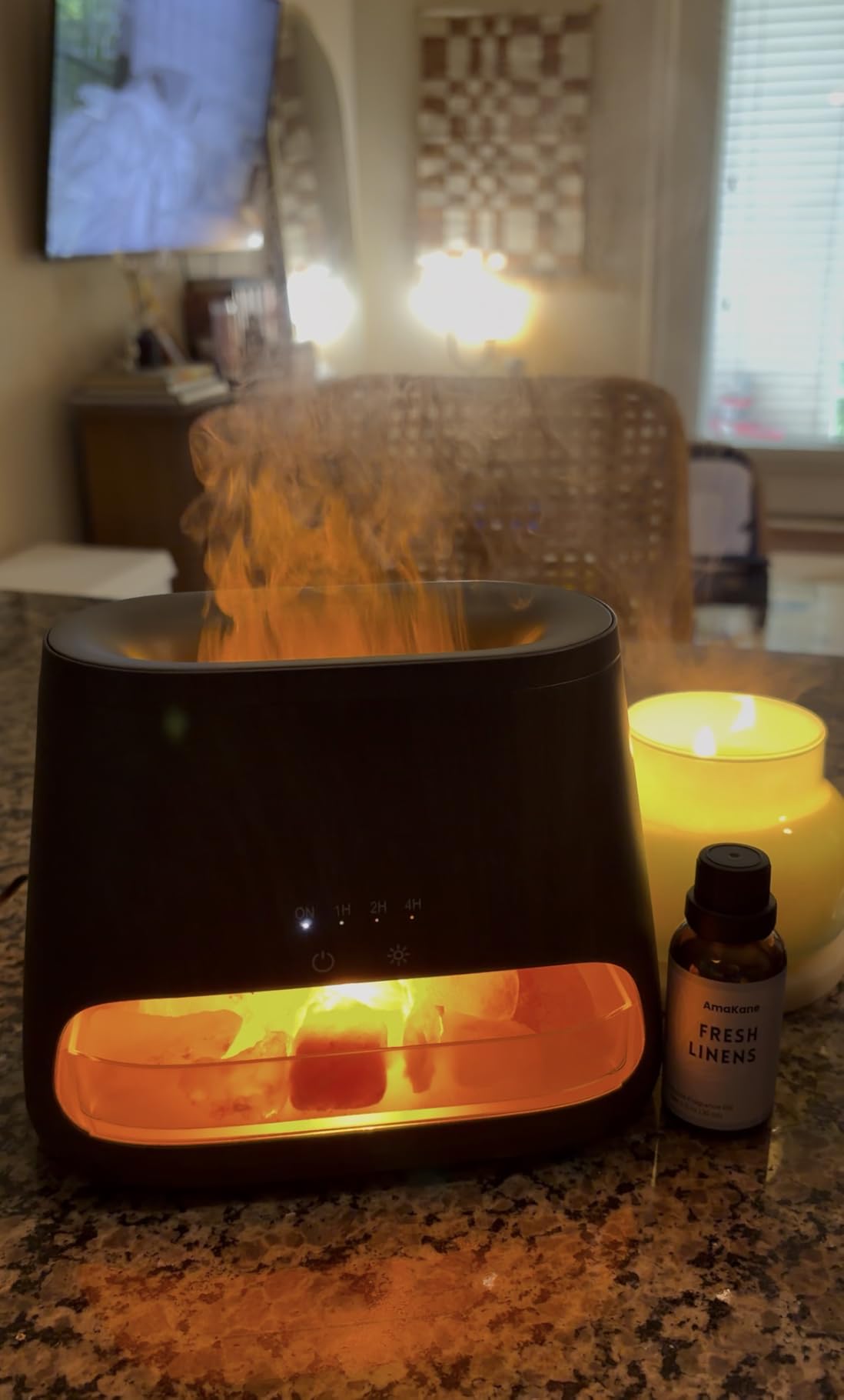 SALKING 2-in-1 Himalayan Salt Lamp Diffuser, Cool Mist Humidifier, Aromatherapy & Himalayan Salt Therapy, 100% Pure Himalayan Salt, Ultrasonic Essential Oil Diffuser with Ambient Glow, 150ml customer photo 1