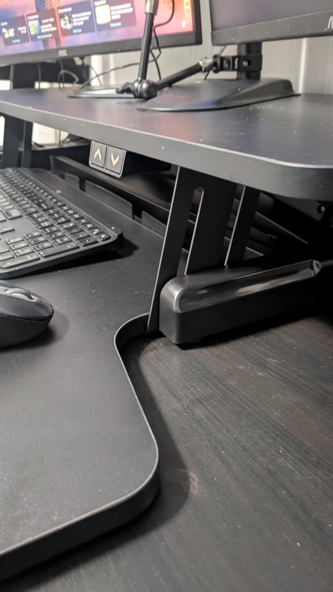 VIVO 36 inch Electric Motor Desk Converter, Height Adjustable Riser, Sit to Stand Dual Monitor and Laptop Workstation with Wide Keyboard Tray, Black, DESK-VE36B customer photo 1