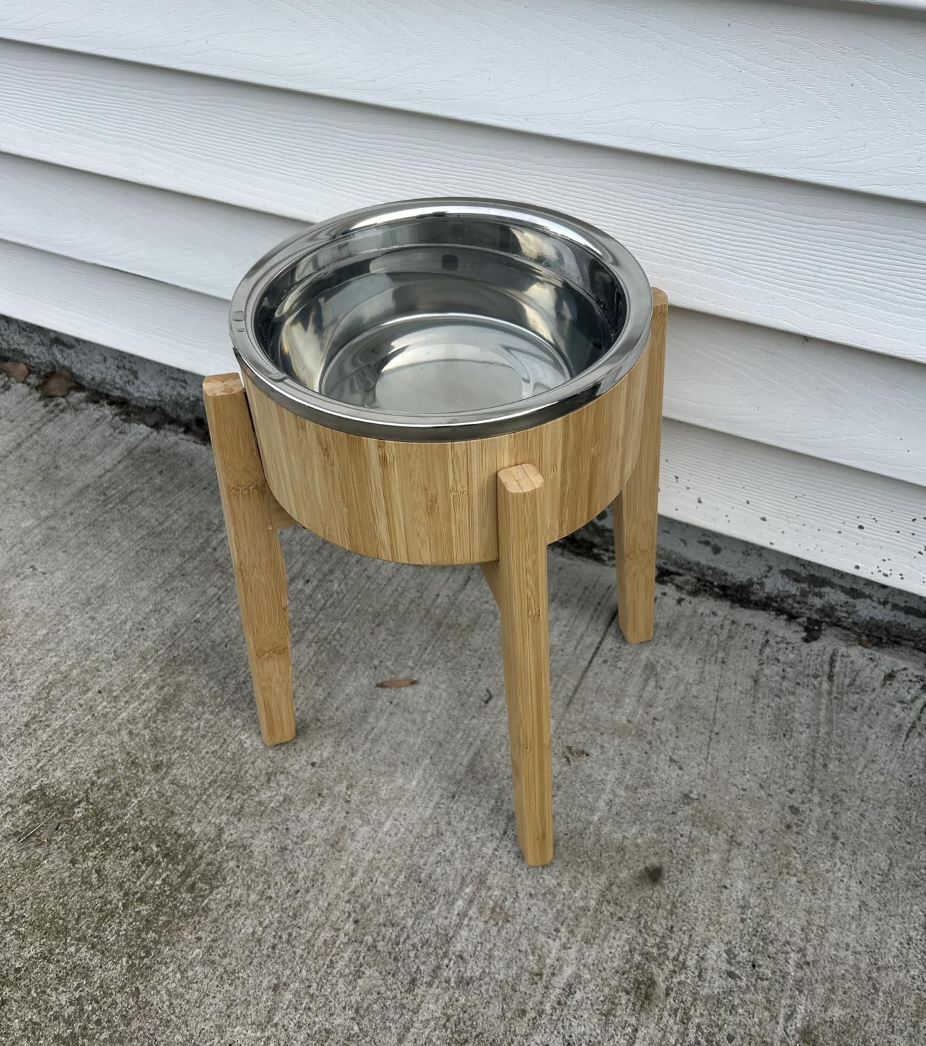 Elevated Dog Bowls for Large Breed - (15-Inch High) Raised Food/Water Bowl with Stand - Bamboo-Steel, Dry/Wet Food Suitable customer photo 1