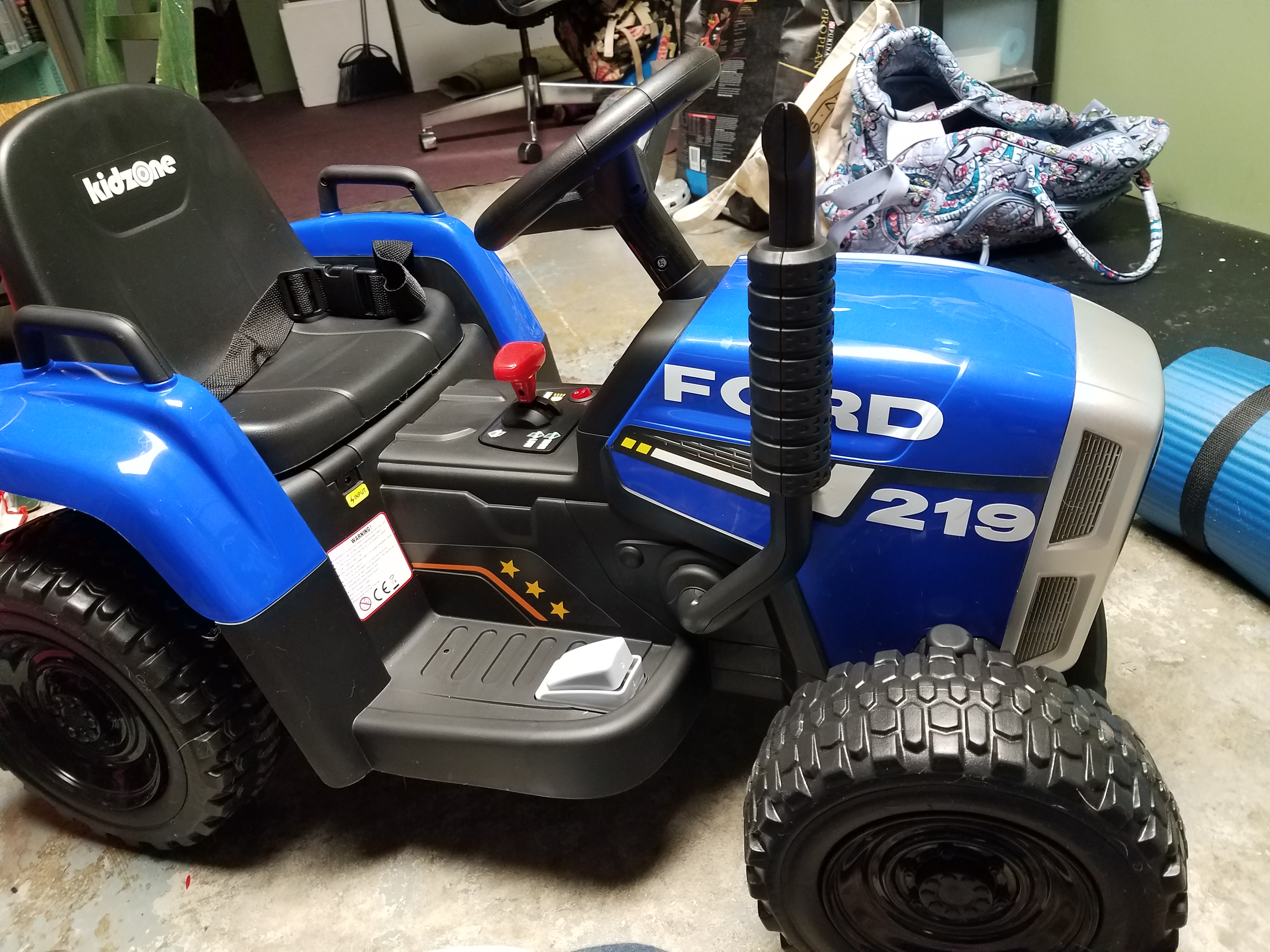 Kidzone 12V 7AH Premium Version w/EVA Treaded Tires Dual 35W Motors Boost Power Torque Remote Control Electric Tractor w/Trailer Toddler Ride On Toy 3-Gear-Shift, 7-LED Lights Bluetooth, Dark Green customer photo 1