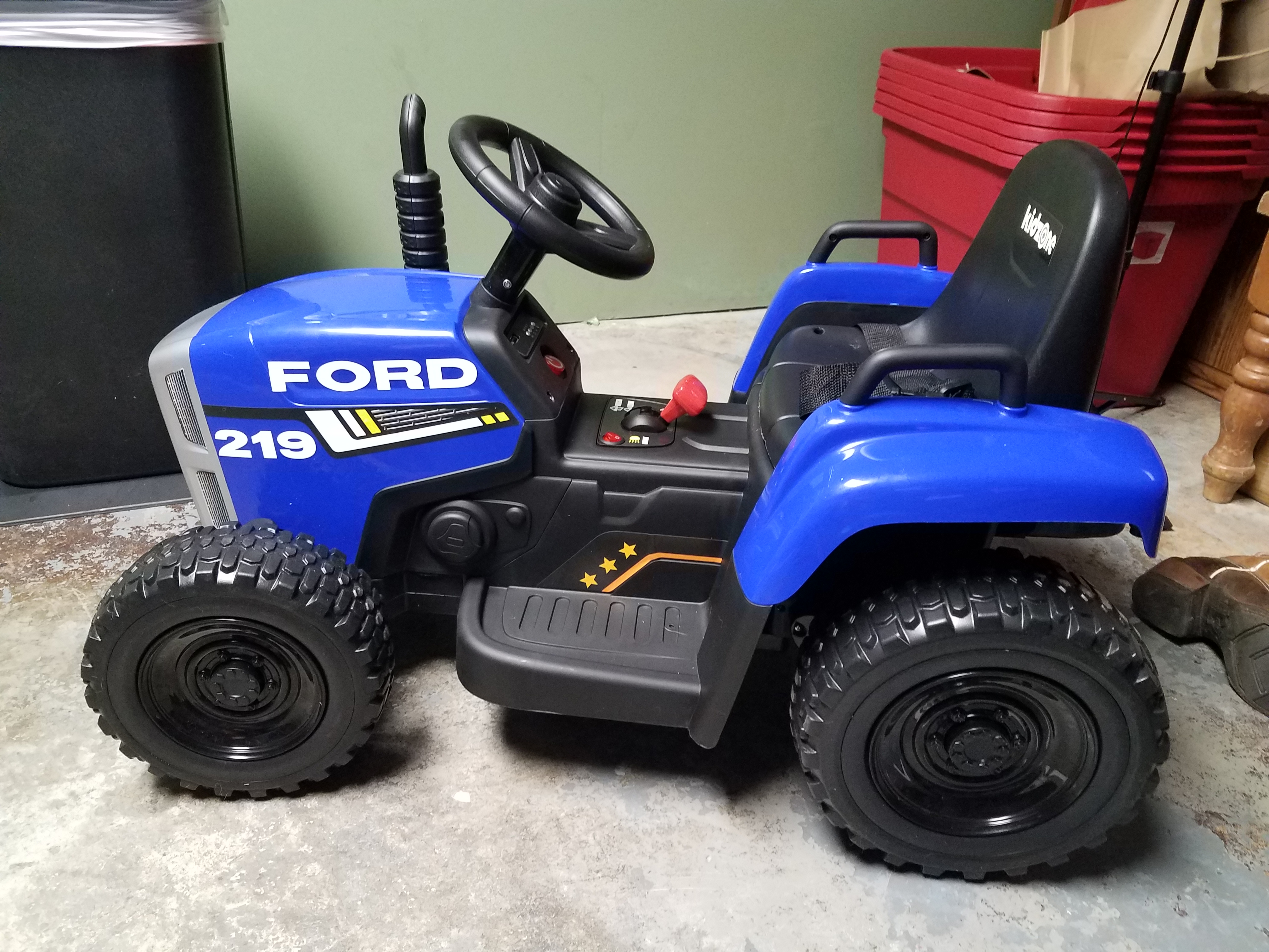 Kidzone 12V 7AH Premium Version w/EVA Treaded Tires Dual 35W Motors Boost Power Torque Remote Control Electric Tractor w/Trailer Toddler Ride On Toy 3-Gear-Shift, 7-LED Lights Bluetooth, Dark Green customer photo 2