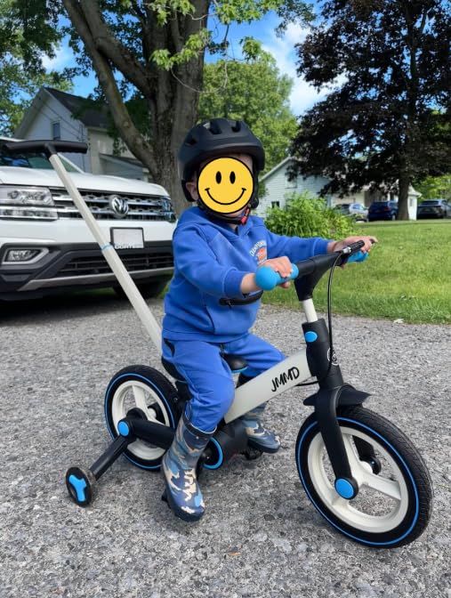 JMMD 6 in 1 Toddler Bike with Push Handle for Kids 18-60 Months, 12 inch Foldable Balance Bike with Training Wheels, Pedals, Brakes, Kickstand, Push Tricycle Toddler Gift customer photo 1