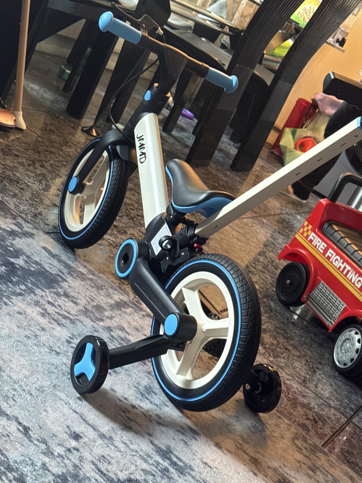 JMMD 6 in 1 Toddler Bike with Push Handle for Kids 18-60 Months, 12 inch Foldable Balance Bike with Training Wheels, Pedals, Brakes, Kickstand, Push Tricycle Toddler Gift customer photo 2