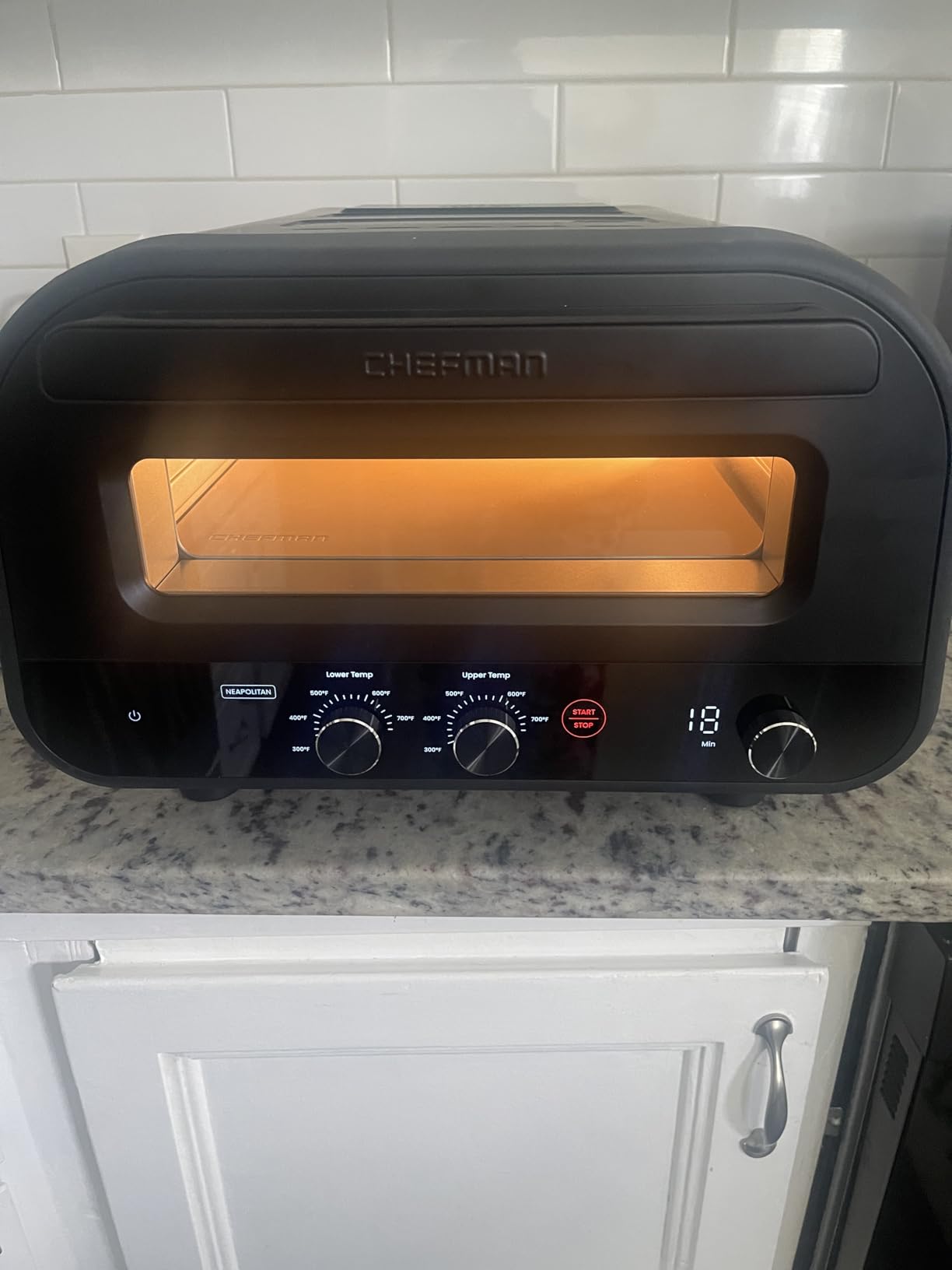 CHEFMAN Indoor Pizza Oven - Makes 12 Inch Pizzas in Minutes, Heats up to 800F - Countertop Electric Maker with 5 Touchscreen Presets, Pizza Stone and Peel Included - Stainless Black customer photo 1