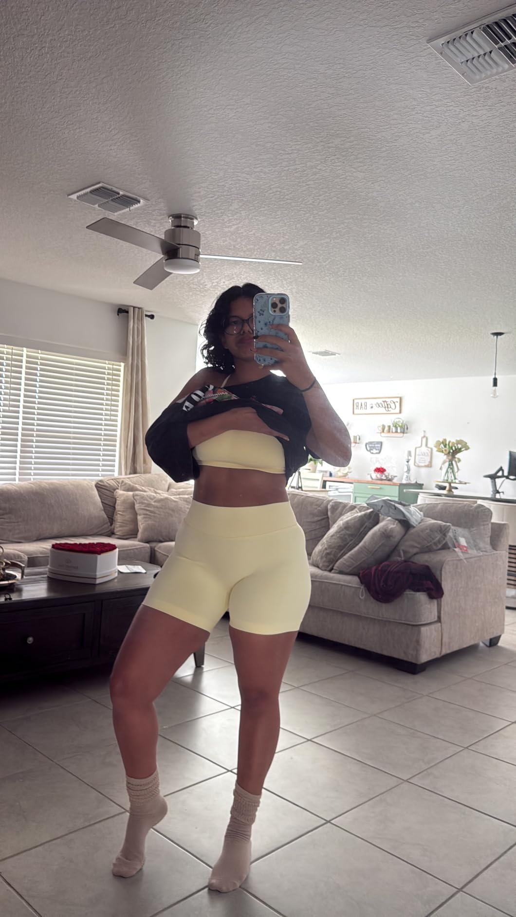 Women Seamless Workout Sets Strappy Sports Bra High Waist Booty Shorts Outfits customer photo 1