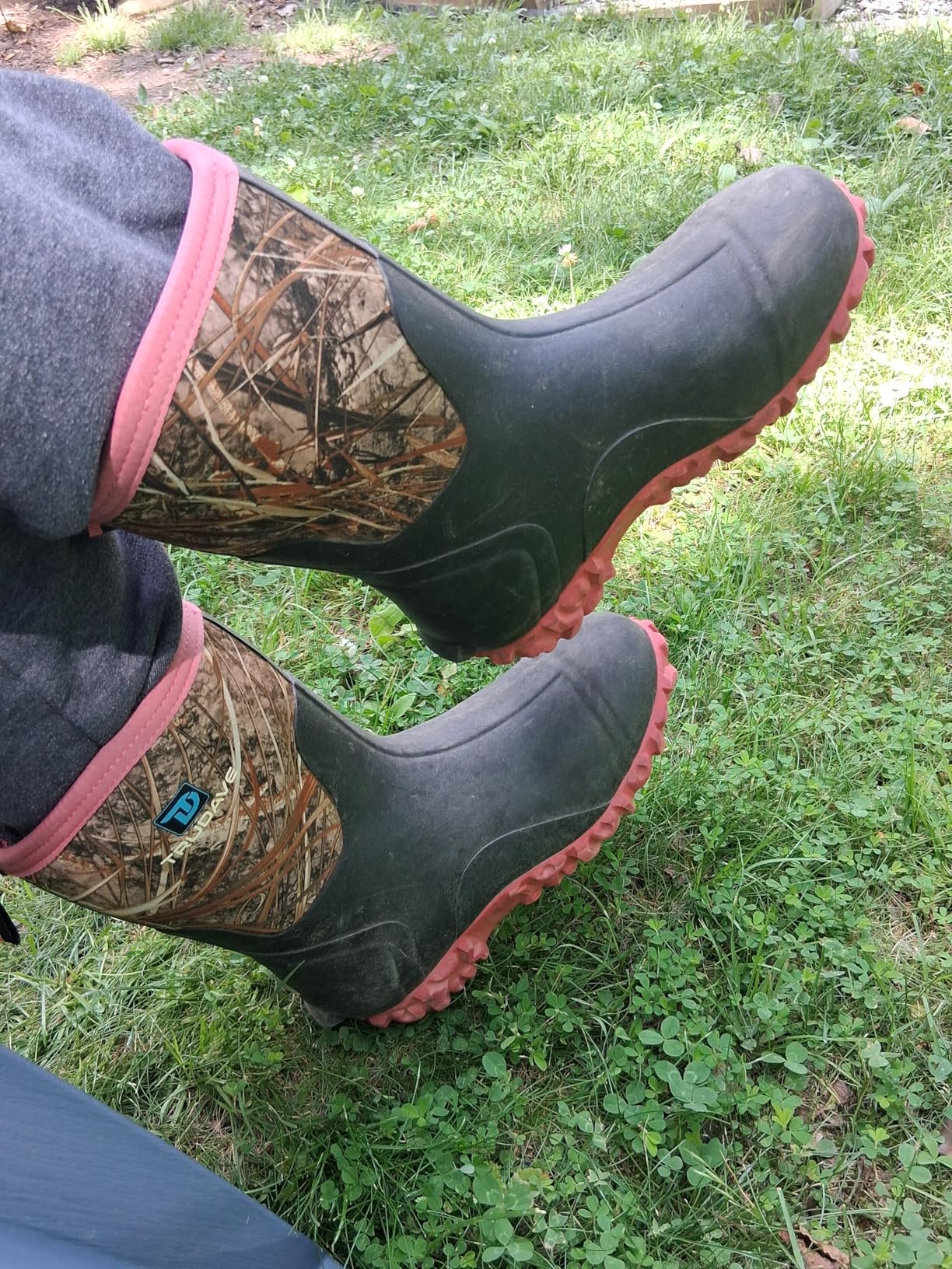 Rubber Boots for Women with Steel Shank, 6mm Neoprene Mid Calf Rain Boots, Waterproof Insulated Mud Work Boots All Season customer photo 1