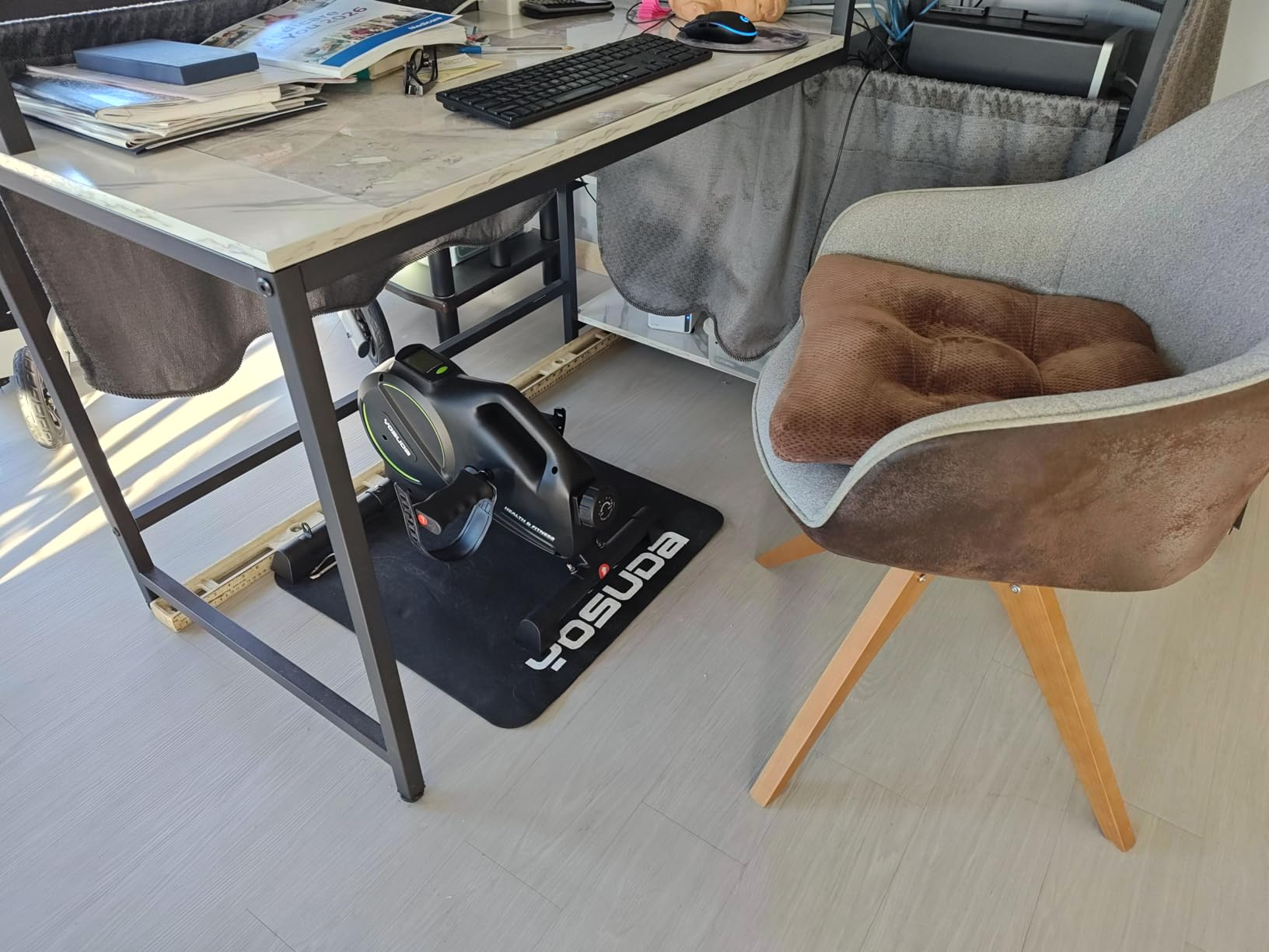 YOSUDA Under Desk Bike with 16-Level Magnetic Resistance, Mini Exercise Bike with Bluetooth App, Pedal Exerciser While Sitting customer photo 2