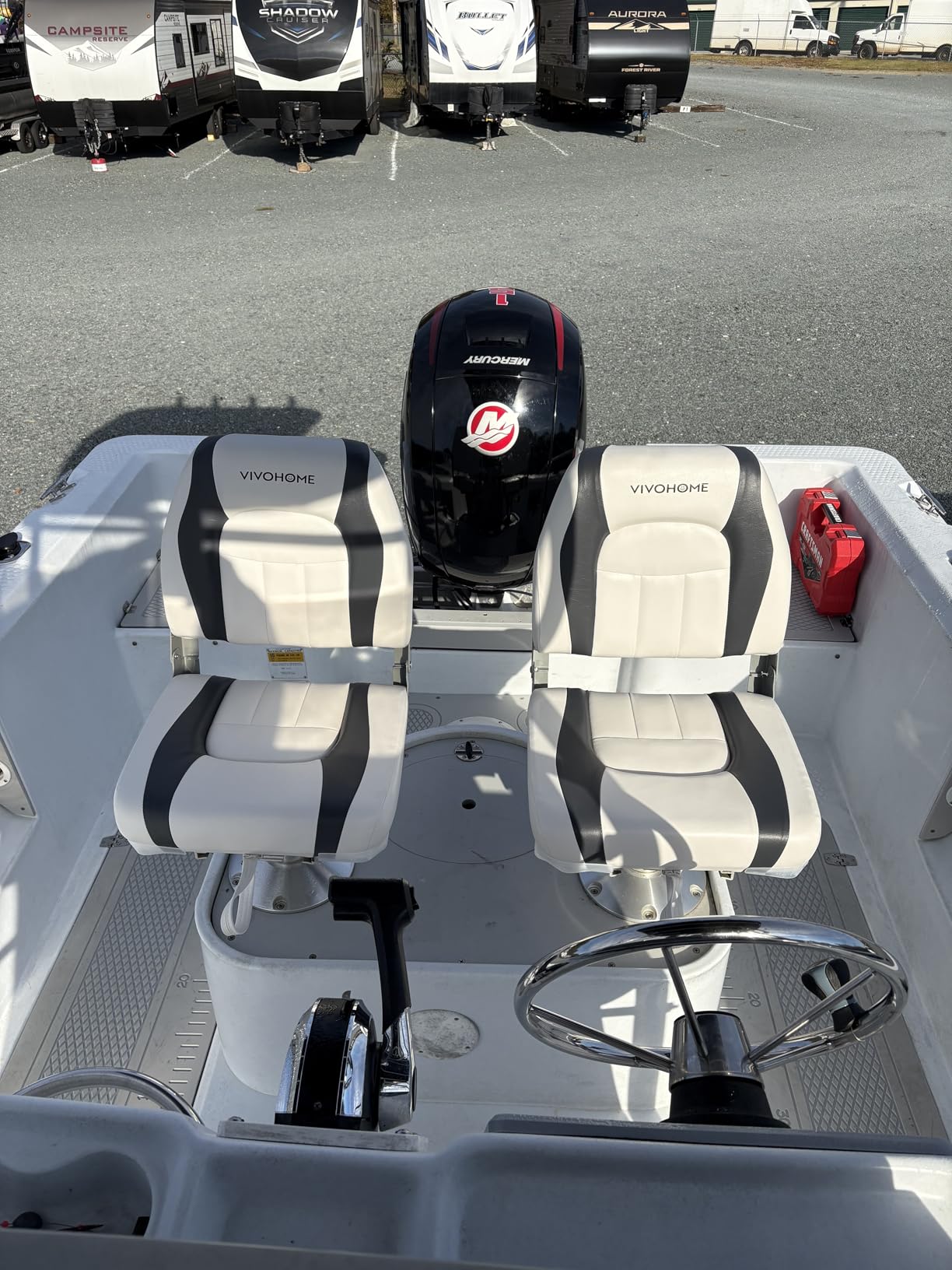 VIVOHOME Folding Low Back Boat Seats, 2 Pack Waterproof Boat Captain Chairs | Fold-Down, Thickened Seat Cushion, Ergonomic Backrest, 4 Mounting Screws Included customer photo 1