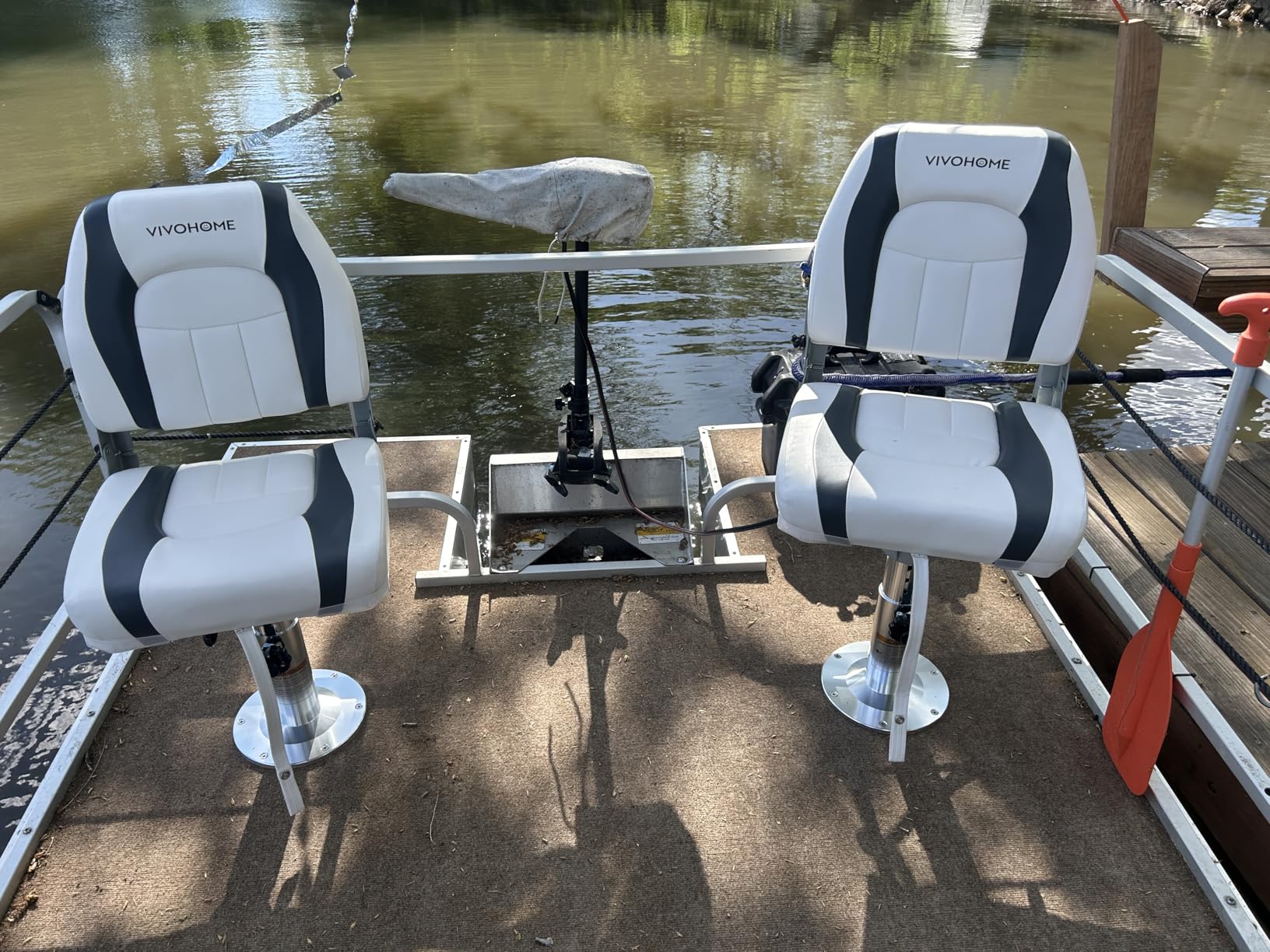 VIVOHOME Folding Low Back Boat Seats, 2 Pack Waterproof Boat Captain Chairs | Fold-Down, Thickened Seat Cushion, Ergonomic Backrest, 4 Mounting Screws Included customer photo 2