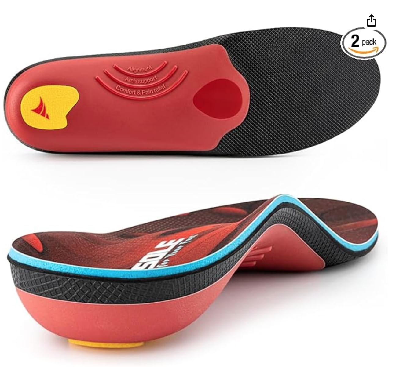VALSOLE 250+ lbs Plantar Fasciitis High Arch Support Insole for Men Women, Heavy Duty Support Pain Relief Orthotics Insert, Relieve Flat Feet, High Arch, Foot Pain, Standing All Day Boot Work Shoe Insole customer photo 1
