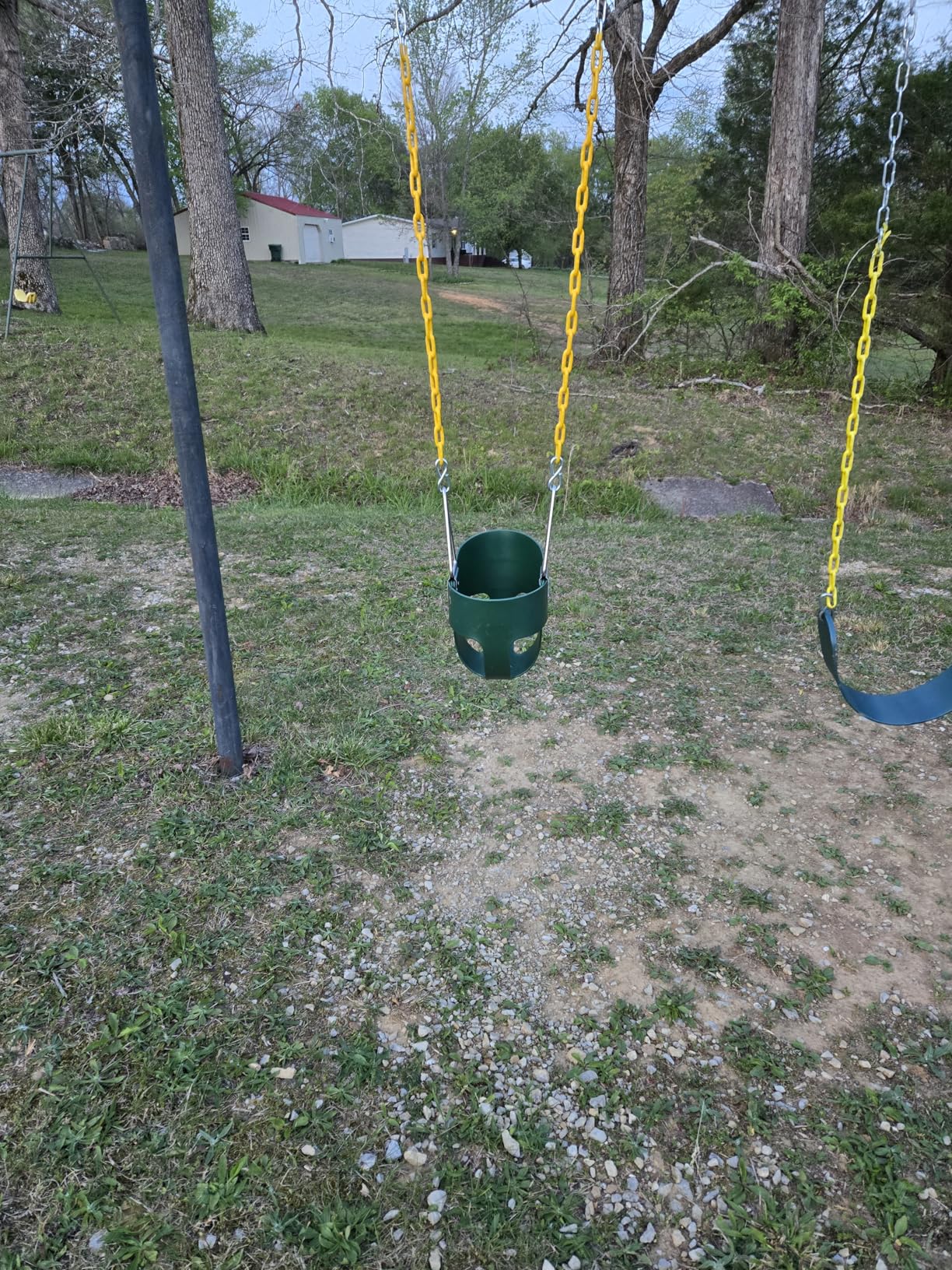 DECORLIFE Toddler Swing, Baby Swing Outdoor - High Back Full Bucket Swing Set, 330lb Capacity, Safety Design, Plastic-Coated Chains and Quick-Snap Carabiners for Backyard, Playground customer photo 2