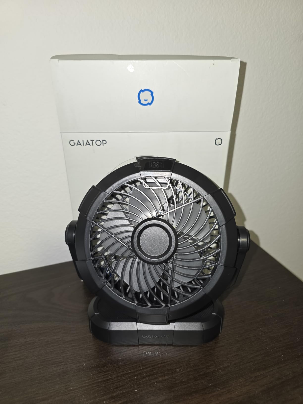 Gaiatop Portable Camping Fan with LED Lantern, Power Display 360° Head Rotation, Hanging Hook for Tent, 3 Speed Quiet Rechargeable, 4000mAh Battery Operated USB Fans for Indoor Outdoor Travel Black customer photo 1
