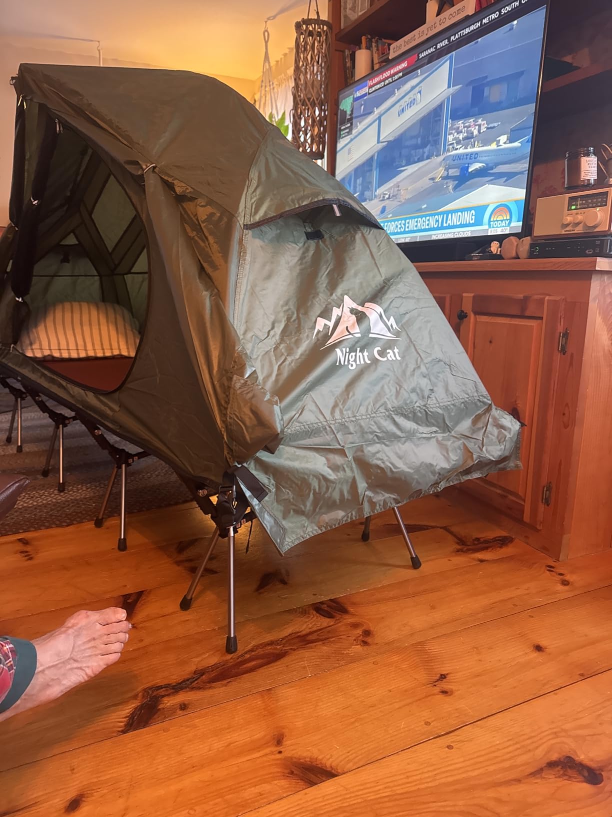 Night Cat Camping Cot Tent - Waterproof 1-Person Off-Ground Combo Cot Bed for Adults Portable Easy Set-up Tent Green 27.5'' Width customer photo 1