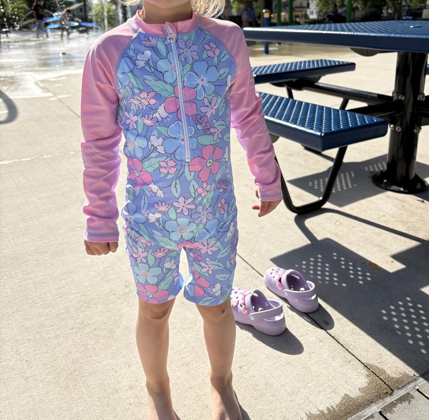 Girls Long Sleeve Rash Guard One Piece Swimsuits with UV Protection Sunsuit customer photo 1