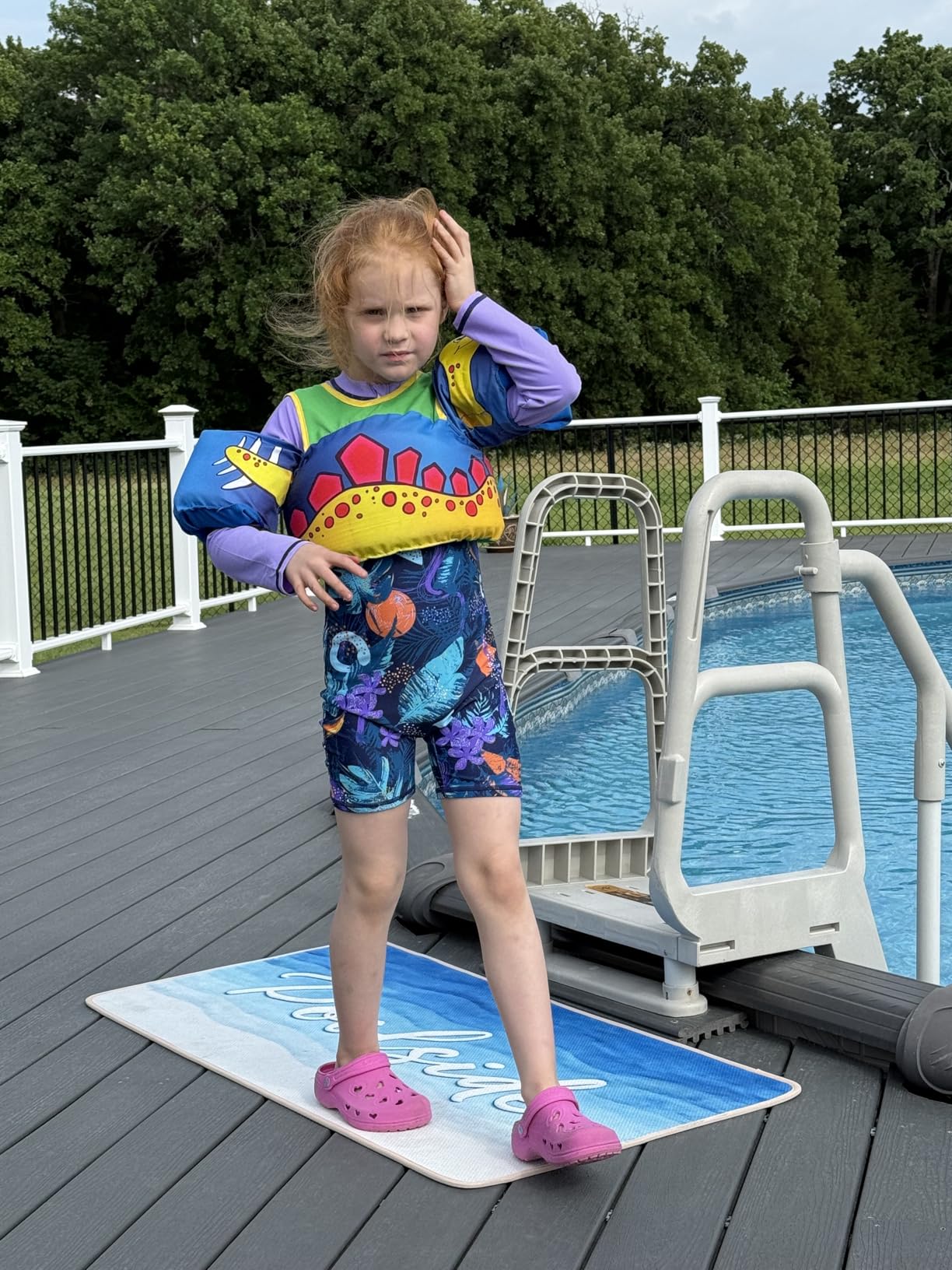 Girls Long Sleeve Rash Guard One Piece Swimsuits with UV Protection Sunsuit customer photo 2