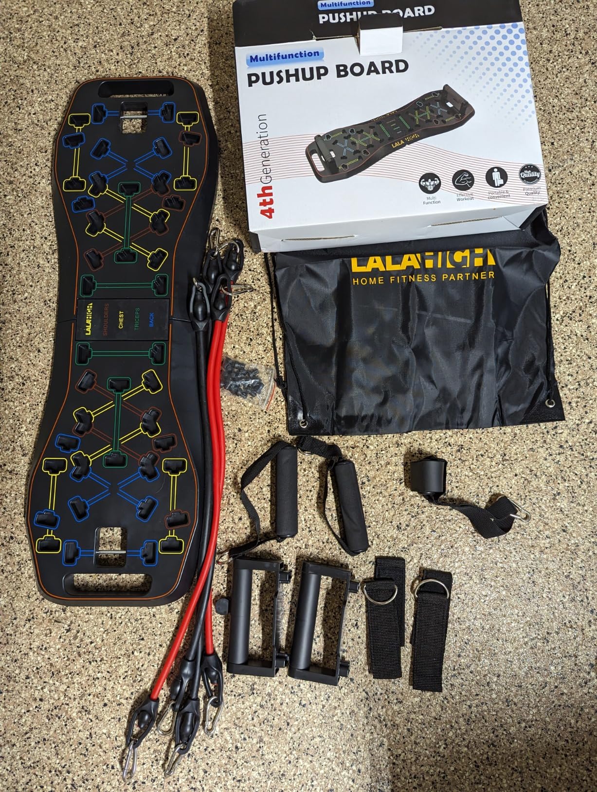 LALAHIGH Push Up Board,36 in 1 Home Gym Equipment with Ab Roller Wheel & Resistance Bands, Portable Foldable Workout Board for Full Body Strength Training Men Women,Gift for Boyfriend customer photo 2