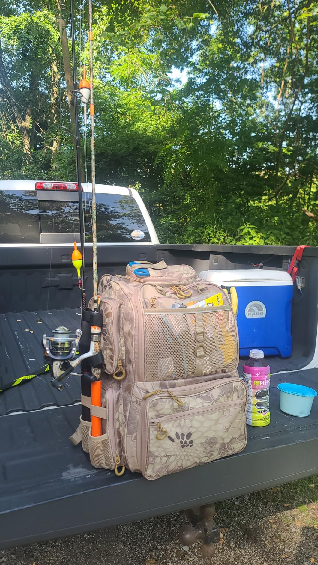 Rabjen Fishing Tackle Backpack with Rod Holders, Bottle Holder, Storage Bag Store Fishing Gear customer photo 1