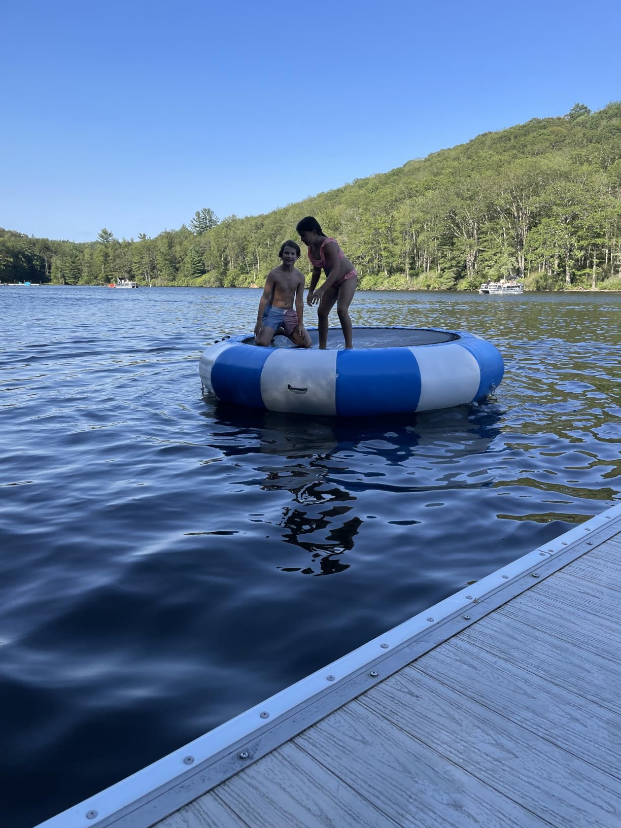 10 Ft Inflatable Water Trampoline, Floating Bounce Swim Platform with Rope Ladder for Lake & Water Sports customer photo 2
