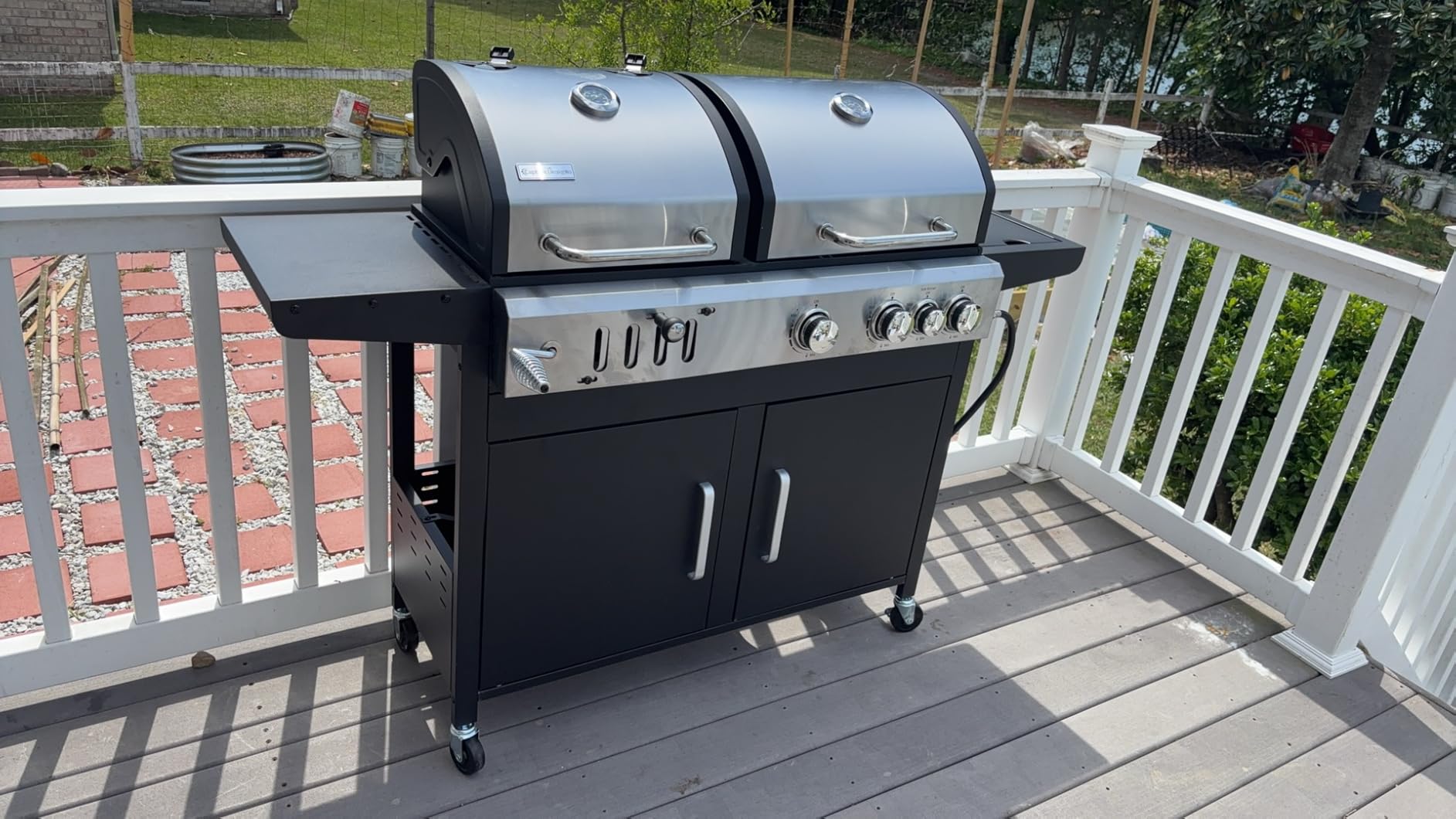 MFSTUDIO 3 In 1 Gas and Charcoal Grill Combo with Side Burner, Porcelain-Enameled Cast Iron Grate, Extra Large Dual-Function BBQ Propane Grills, 690 SQIN Cooking Area customer photo 1