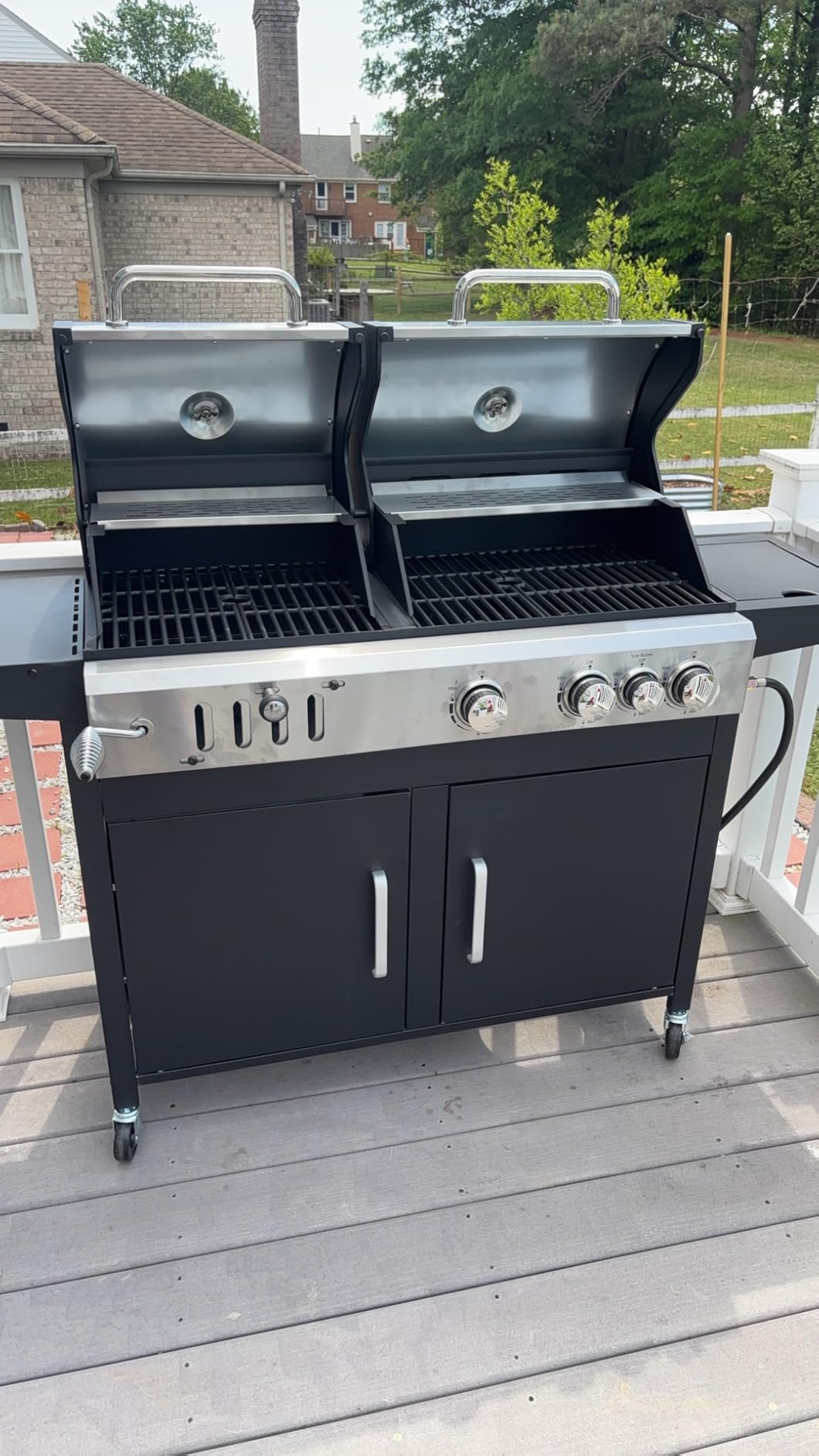 MFSTUDIO 3 In 1 Gas and Charcoal Grill Combo with Side Burner, Porcelain-Enameled Cast Iron Grate, Extra Large Dual-Function BBQ Propane Grills, 690 SQIN Cooking Area customer photo 2