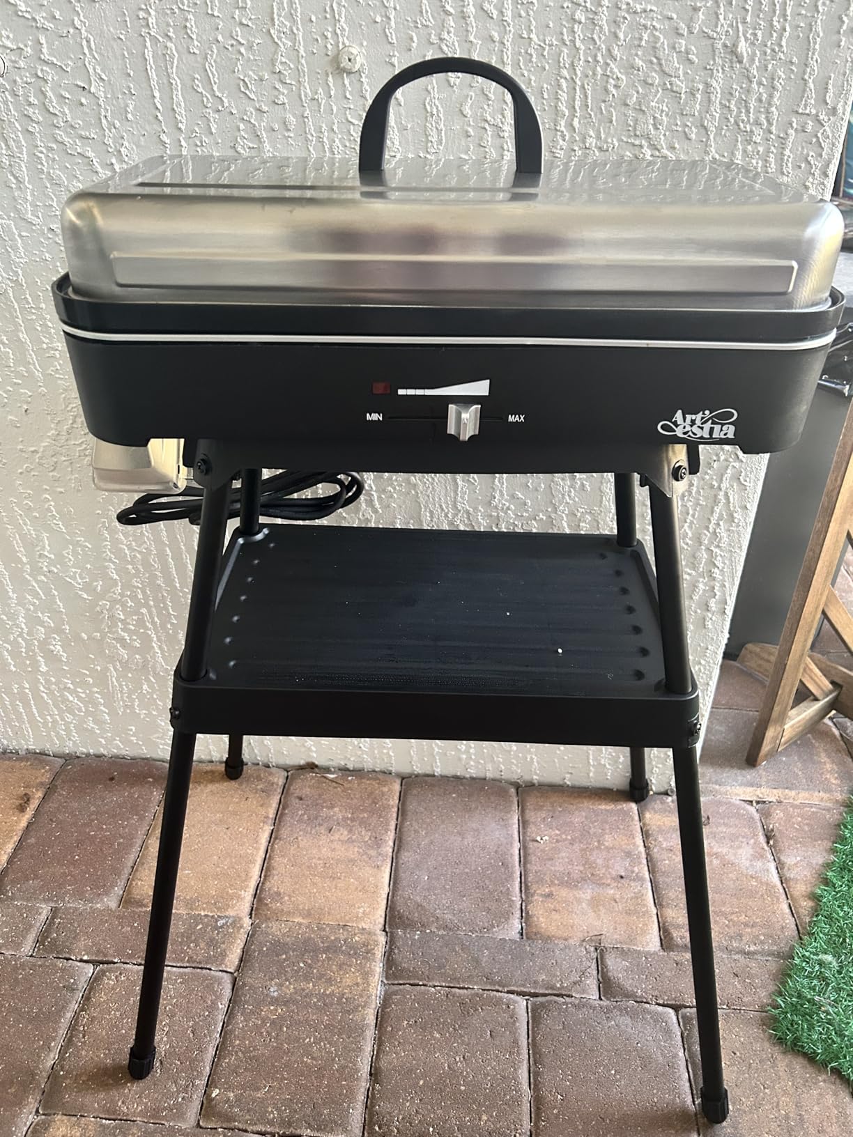 Artestia 1800W Electric Grill, Indoor Outdoor BBQ Grill with Stand, Adjustable Temperature Control, Portable Tabletop Grill for Patio, Balcony & Backyard customer photo 1