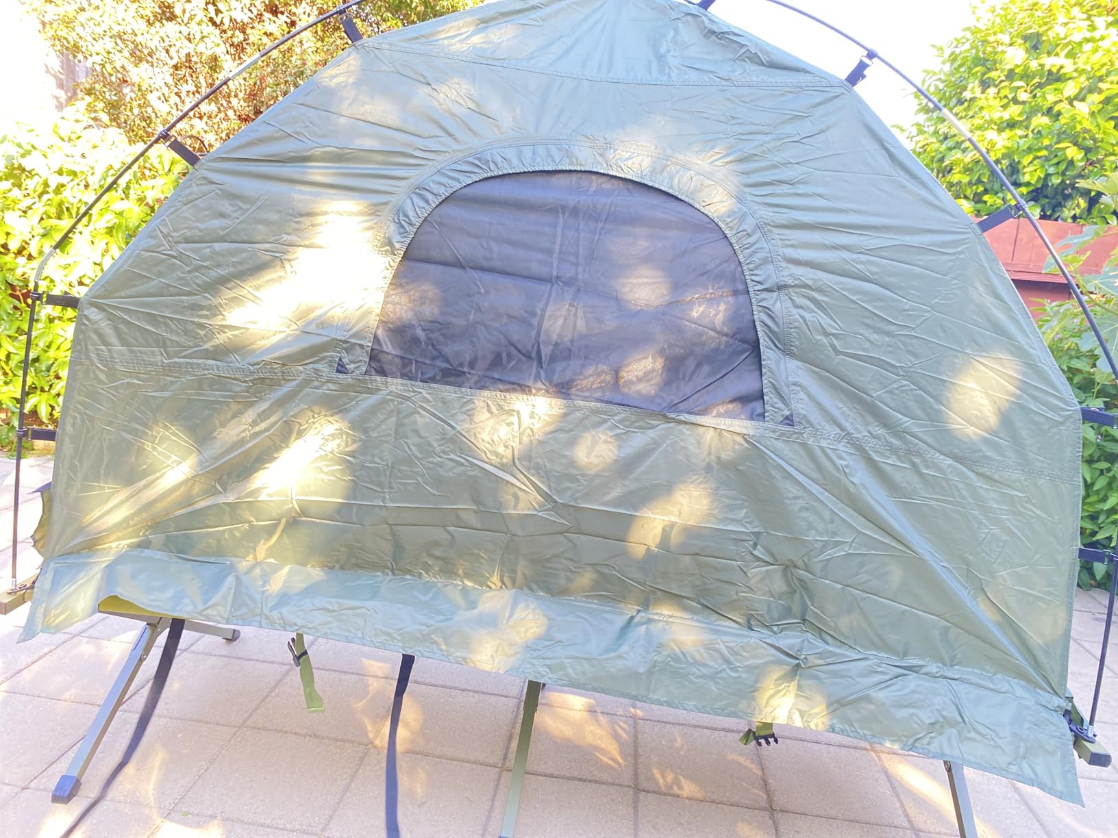 KOTEK 5-in-1 Tent Cot with Air Mattress, Sleeping Bag, Pillow, Canopy, Zippered Mesh Windows & Carry Bag, Elevated Tent for Camping, Hiking, Traveling, Picnic customer photo 1