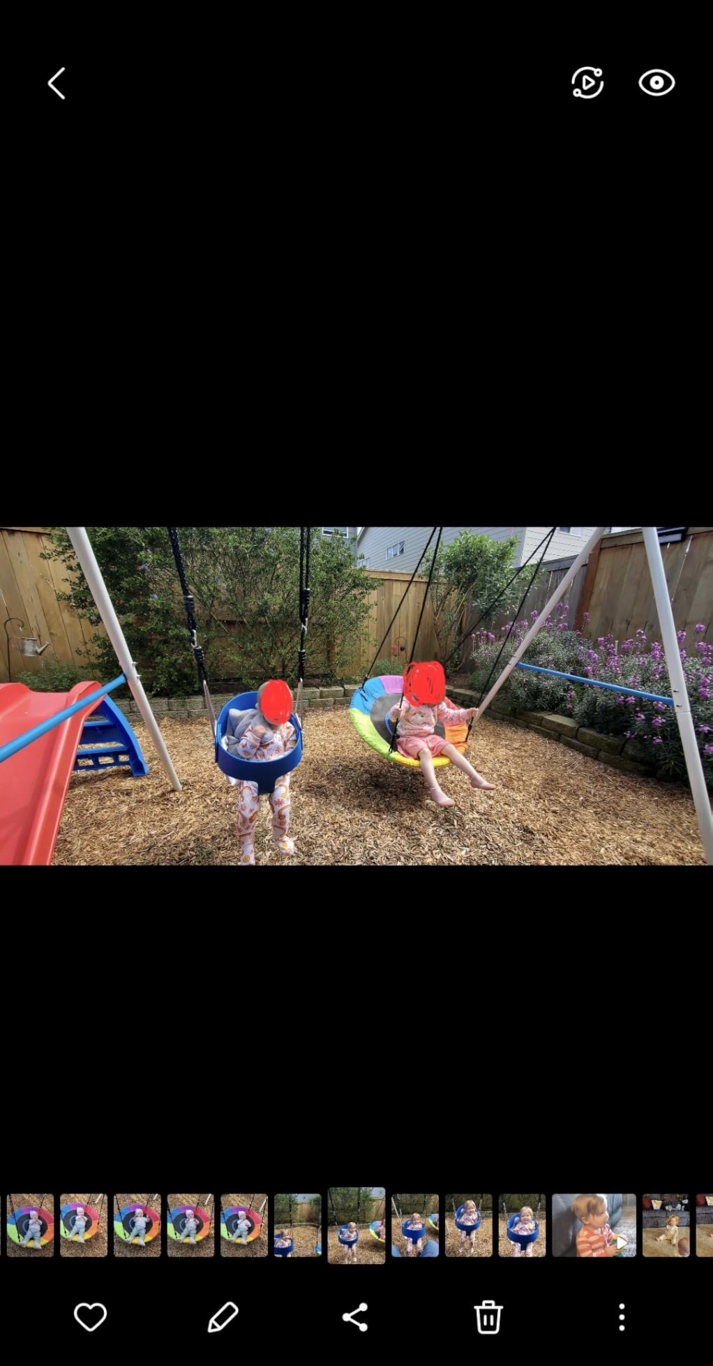 Trekassy Swing Sets for Backyard, 440lbs Heavy Duty A-Frame Metal Swing Stand with 1 Saucer Swing and 1 Toddler Swing Outdoor Kids Play Equipment for Playground Playset (Patented) customer photo 2