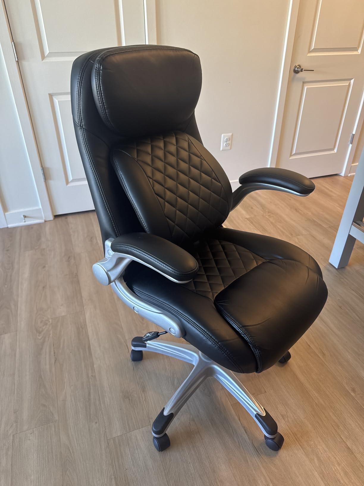 Nouhaus Ergonomic Office Chair Premium Leather Adjustable Lumbar Support & Armrests, High Back Comfy Desk Gaming Chairs Executive Computer Swivel Chair Tilt Function (Posto, White) customer photo 1