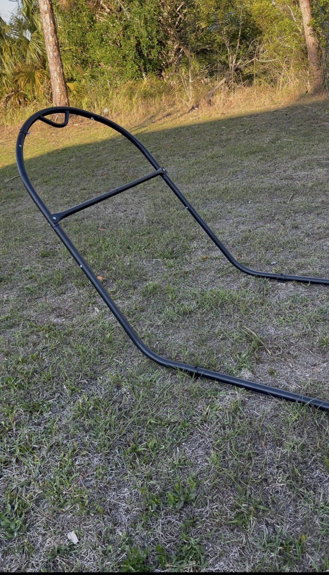 SUNCREAT Universal Steel Outdoor Hammock Stand Only, Heavy Duty, Weather-Resistant Hammock Stand for Outside, Fits 9.5 to 14 Feet Long Hammock, 475-Pound Capacity, Patent Pending, Black customer photo 1