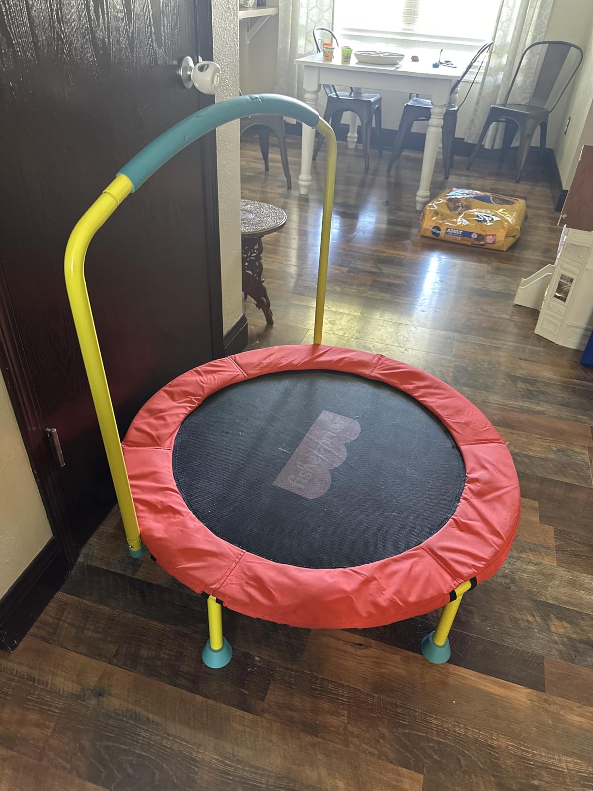 Fisher-Price 3-Foot Mini Trampoline, WonderJump 36-Inch Round Indoor Toddler Kids Trampoline with Stabilizing Handlebar customer photo 1