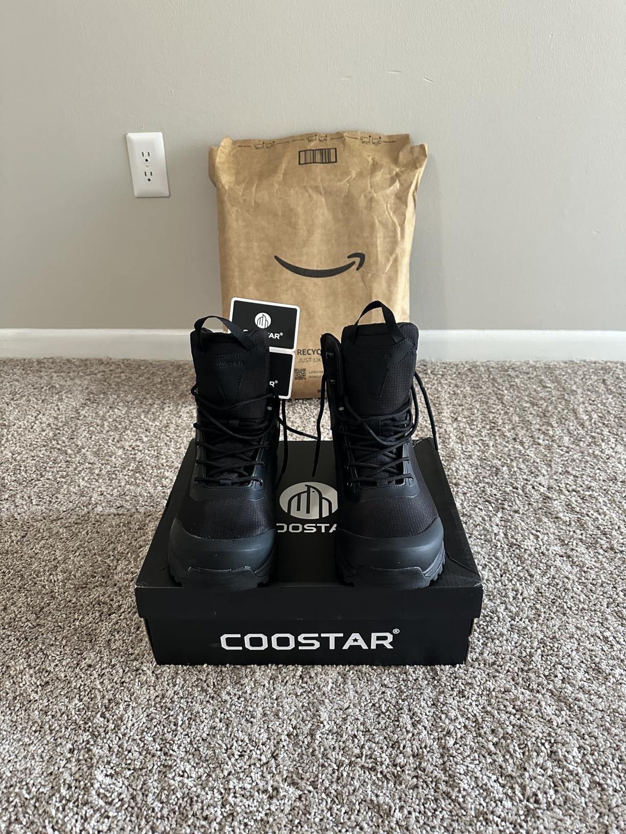 Coostar Tactical Boots for Men Lightweight Military Combat Boot Side Zipper Motorcycle Hiking Work Boots Waterproof 8 Inches customer photo 2