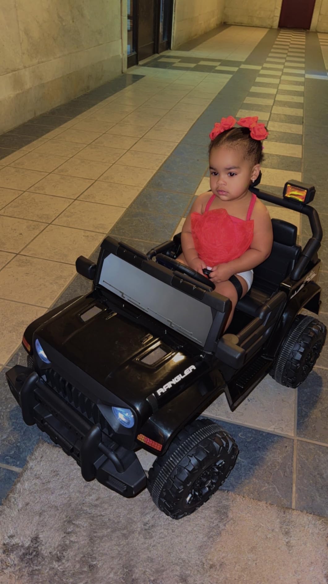 Ride on Truck Car, 12V Kids' Electric Vehicles W/Parents Control, Ride on Toys for Toddlers with Music, Bluetooth, Four-Wheels Suspension, USB, Headlights, Black customer photo 1