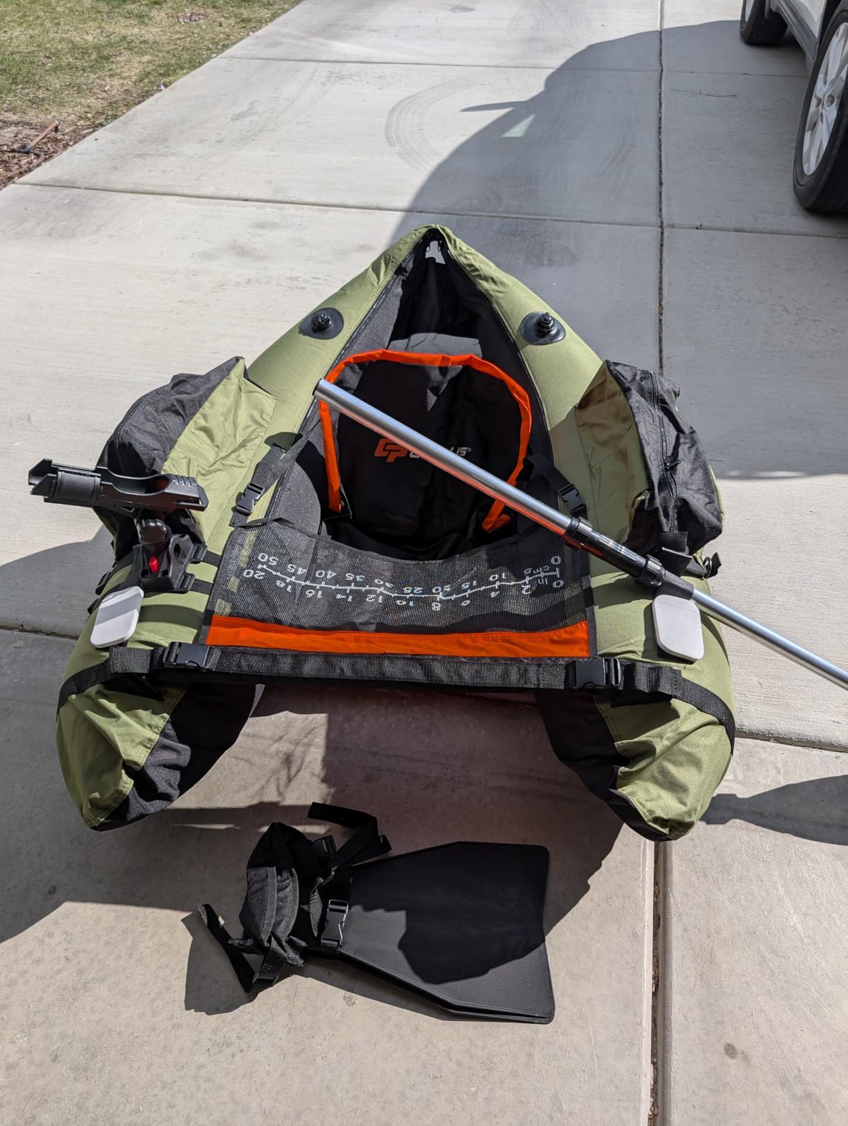 Goplus Inflatable Float Tube, Fishing Belly Boat with Fish Ruler, Pump, Storage Pockets, Adjustable Straps, Fishing Float Tube for Angling, 350LBS Load Capacity customer photo 1