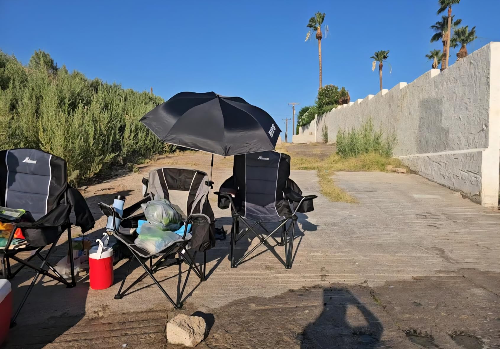 Romswi Oversized Camping Chairs,Heavy Duty Support 500 LBS,Padded Back & Arm Sport Chairs, Cup Holder Cooler Bag, Collapsible Folding Chairs for Outdoor, Fishing & Garden, Blue,2-Pack customer photo 2