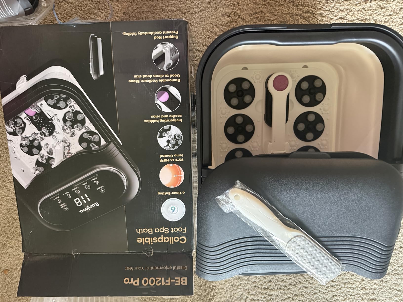 Ranjova Collapsible Foot Spa Electric Rotary Massage, Foot Bath with Heat, Bubble, Temp Control, and 24 Motorized Shiatsu Massage Balls, Pedicure Foot Spa Tub customer photo 1