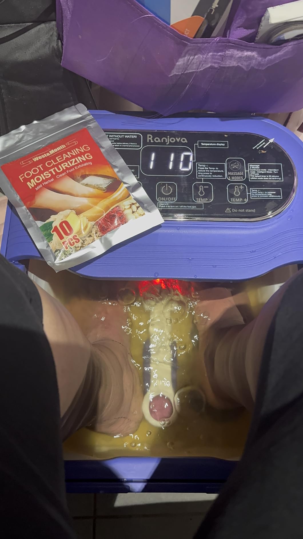 Ranjova Collapsible Foot Spa Electric Rotary Massage, Foot Bath with Heat, Bubble, Temp Control, and 24 Motorized Shiatsu Massage Balls, Pedicure Foot Spa Tub customer photo 2