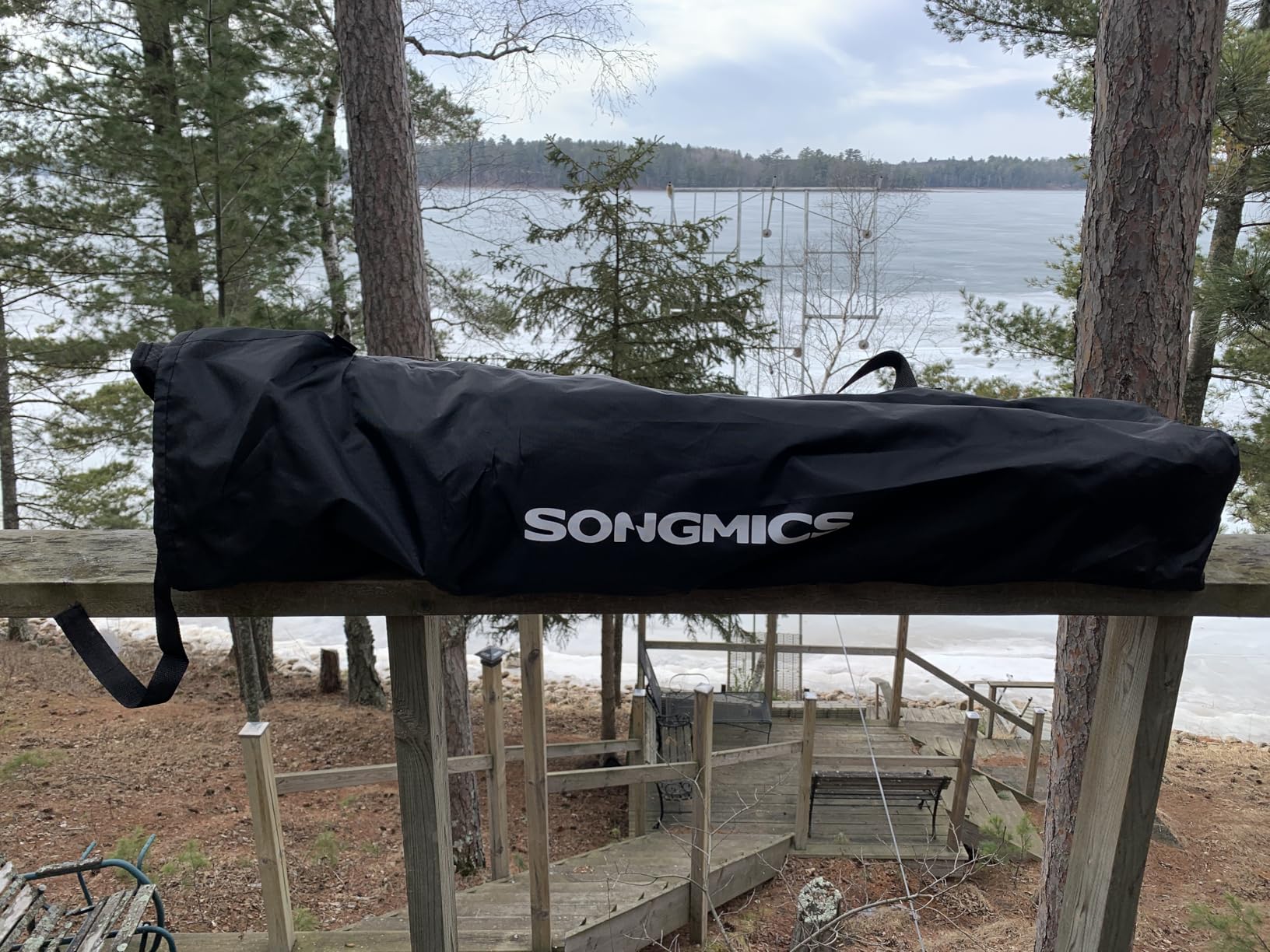 SONGMICS Oversized Camping Chair 450 lb Capacity, Heavy-Duty Outdoor Folding Lawn Chair with Cup Holder & Cooler Bag, Padded, Glamping, Ink Black UGCB066B01 customer photo 2